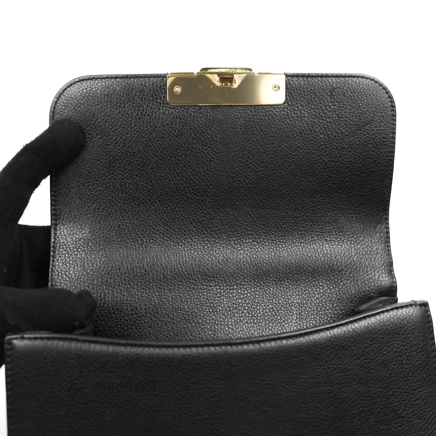 Chanel Quilted Small Label Click Flap Bag Black Grained Calfskin Gold Hardware