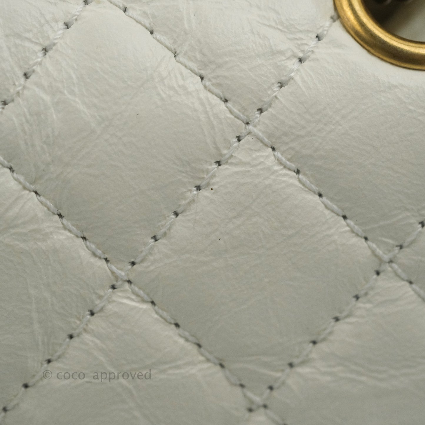 Chanel Mini Reissue 224 White Aged Calfskin Aged Gold Hardware