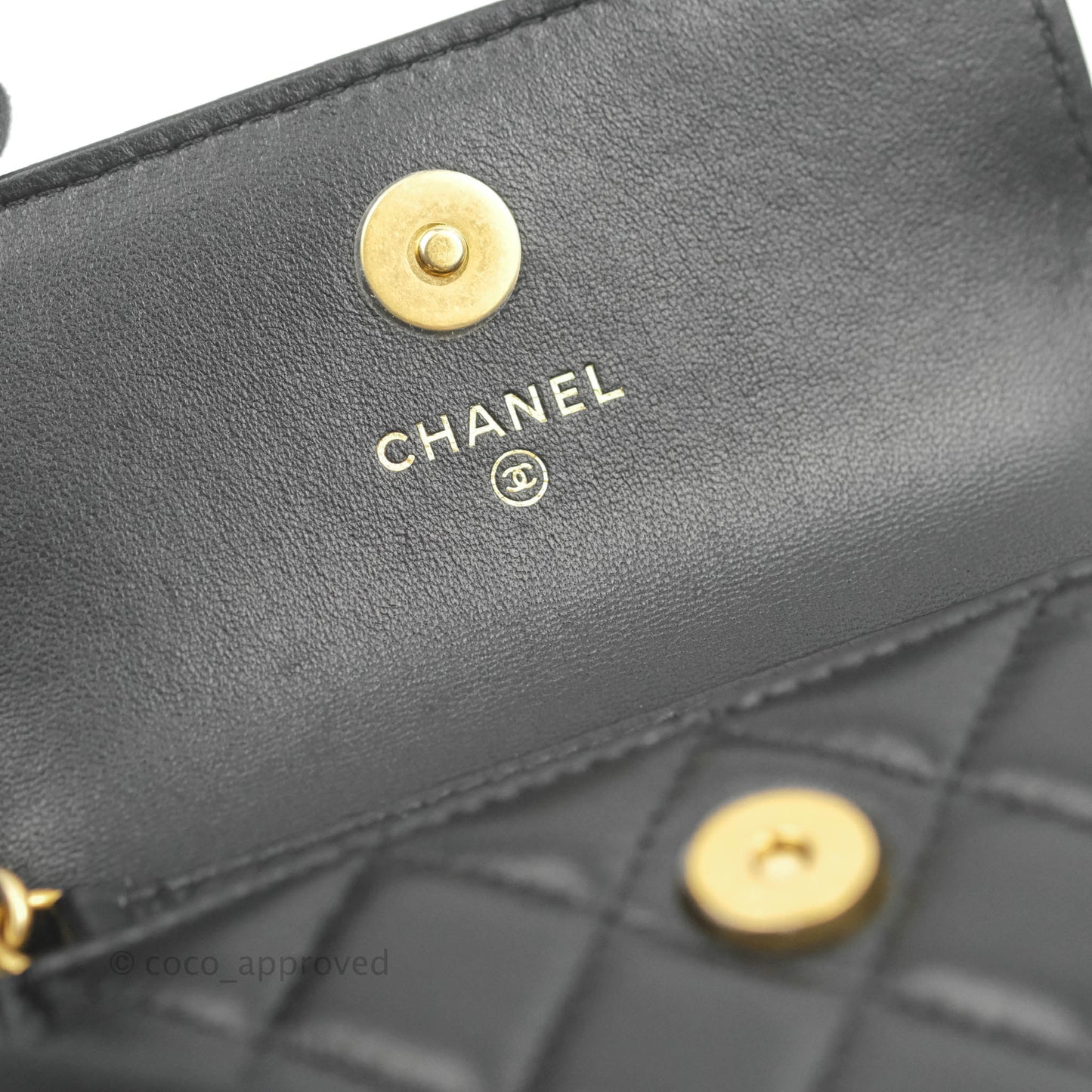 Chanel Mini Pearl Crush Clutch With Chain Belt Black Lambskin Aged Gold Hardware