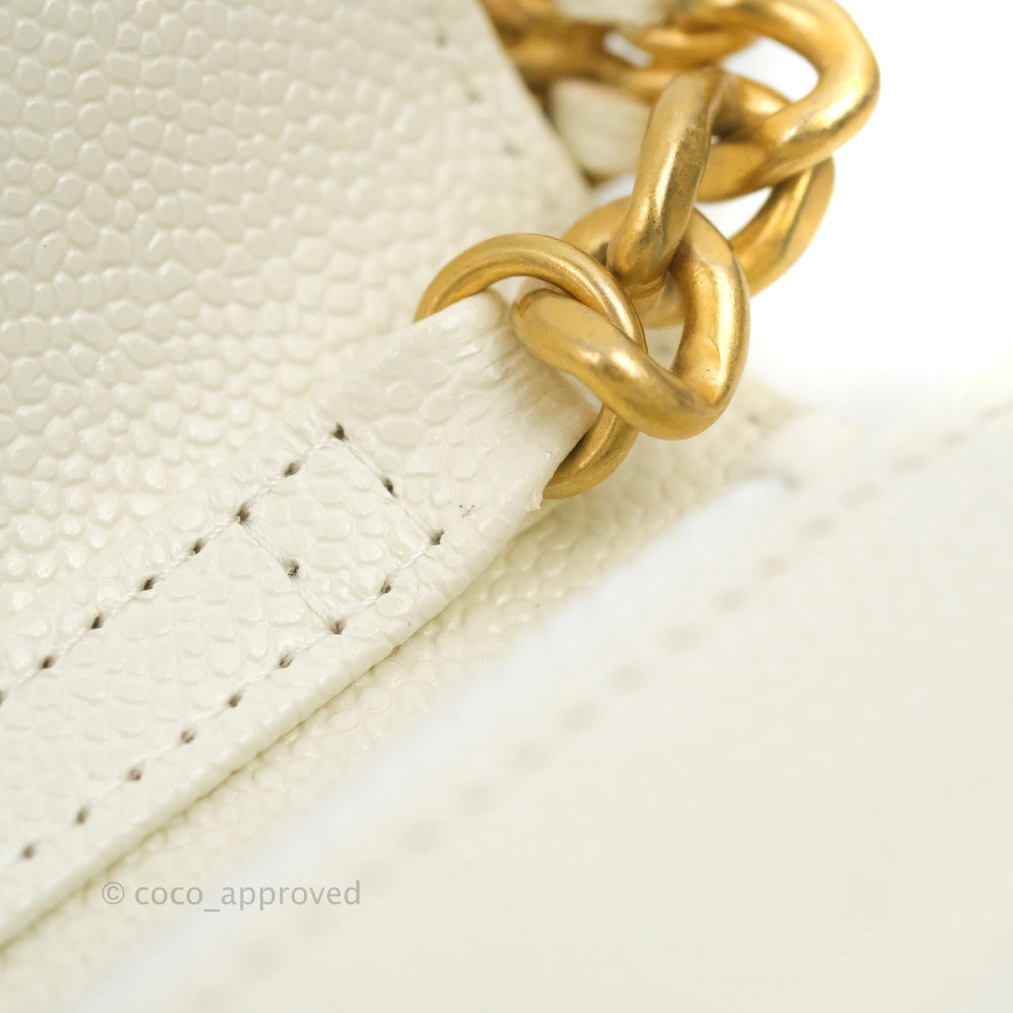 Chanel Quilted Wallet On Chain WOC Melody Ivory White Caviar Gold Hardware
