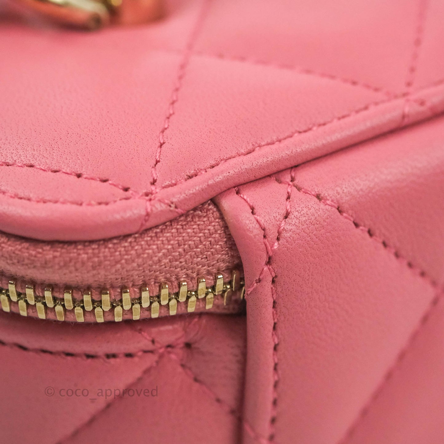 Chanel Vanity Rectangular Top Handle Pink Lambskin Gold Hardware