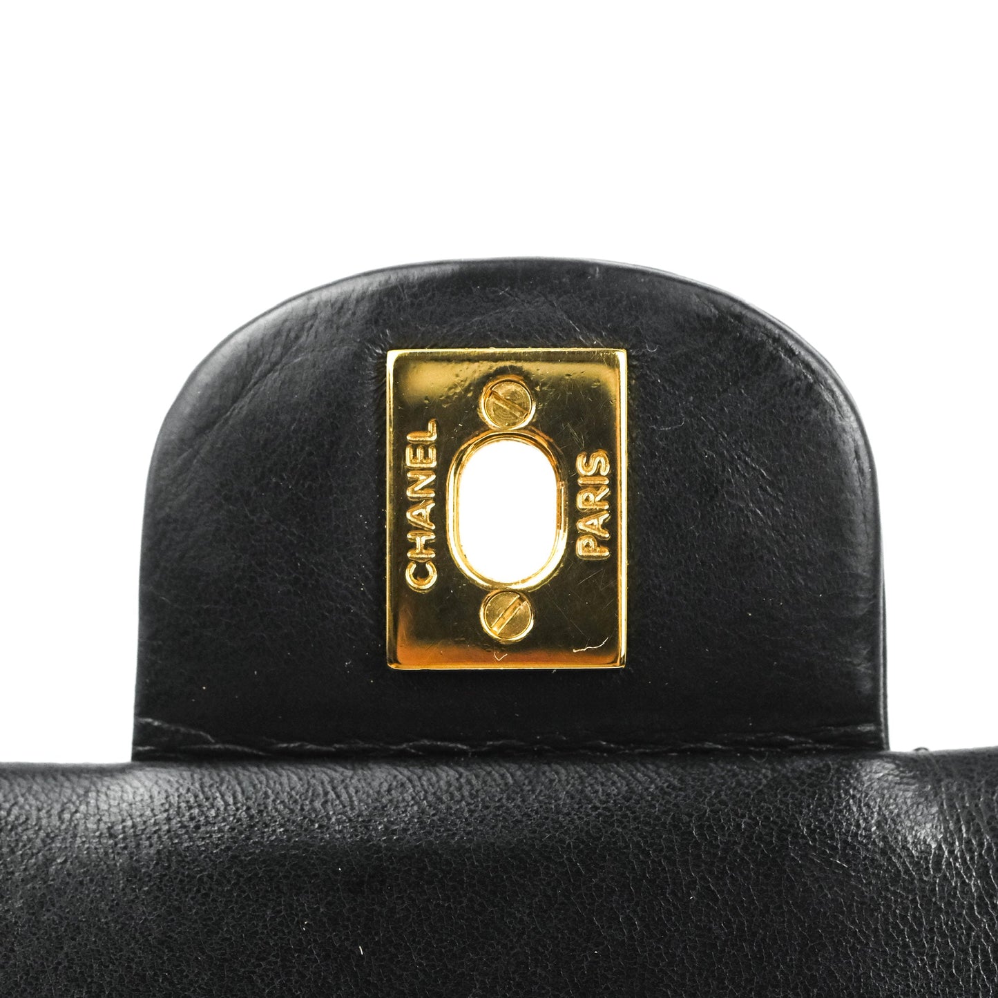Chanel Classic M/L Medium Flap Quilted Black Lambskin Gold Hardware
