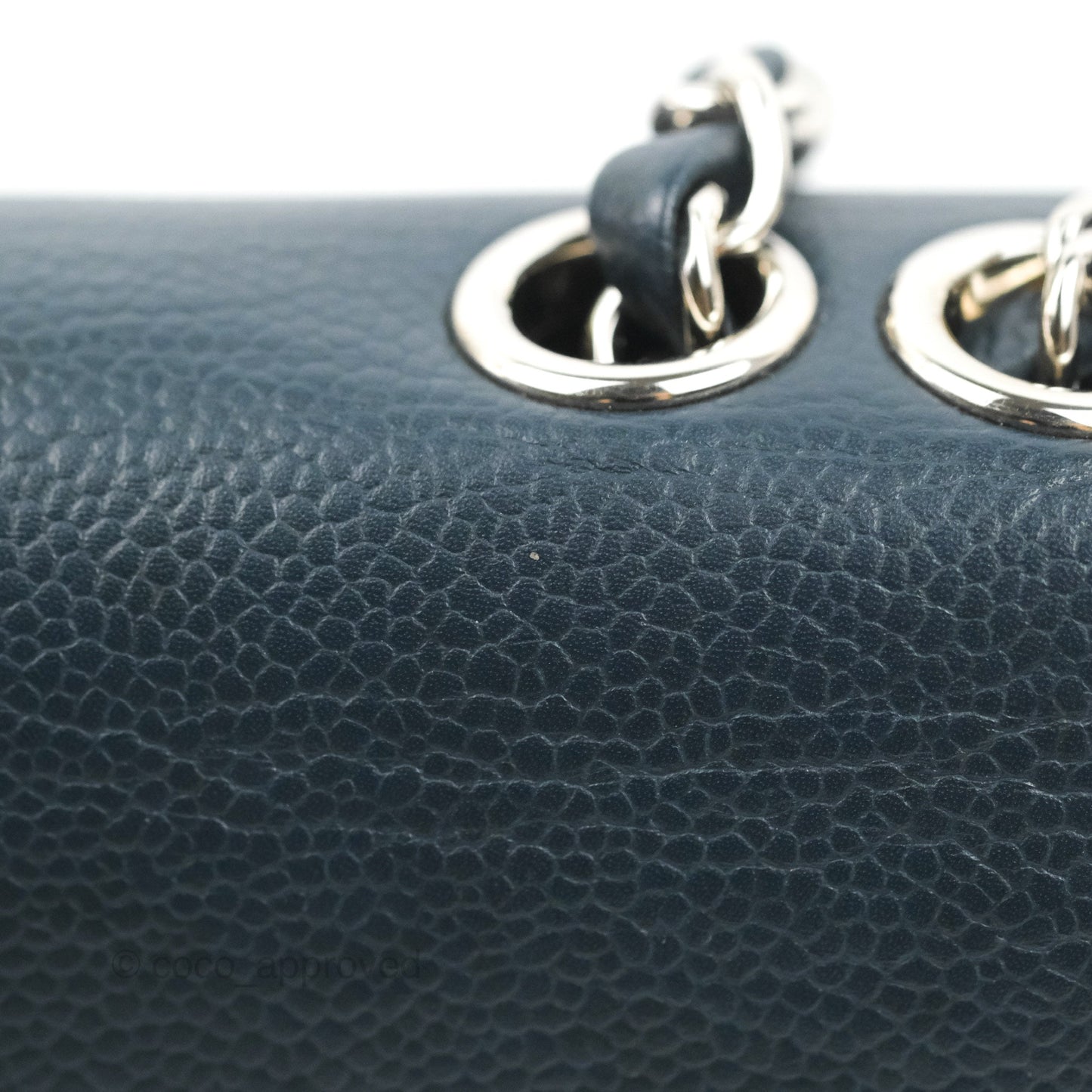 Chanel Small CC Box Flap Bag Prussian Blue Caviar Silver Hardware