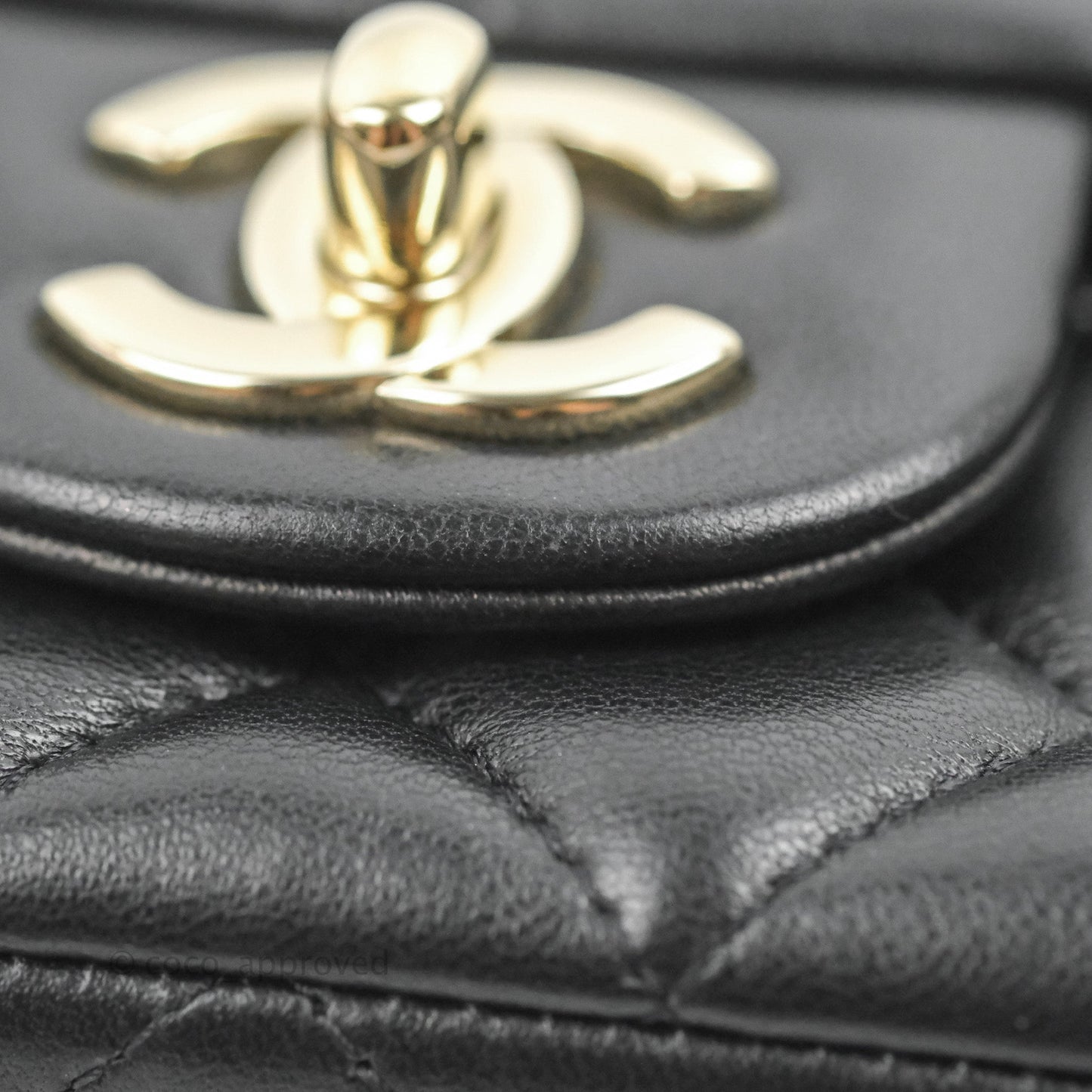 Chanel Quilted Mini Rectangular Flap Black Lambskin Light Gold Hardware
