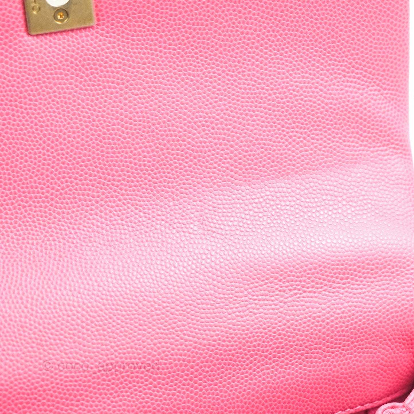 Chanel Small Coco Handle Quilted Pink Caviar Aged Gold Hardware Lizard Embossed Handle