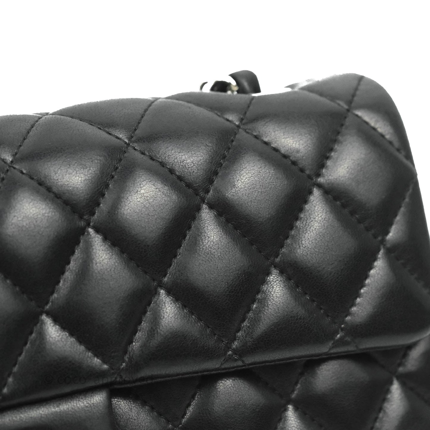 Chanel Quilted East West Flap Bag Black Lambskin Silver Hardware