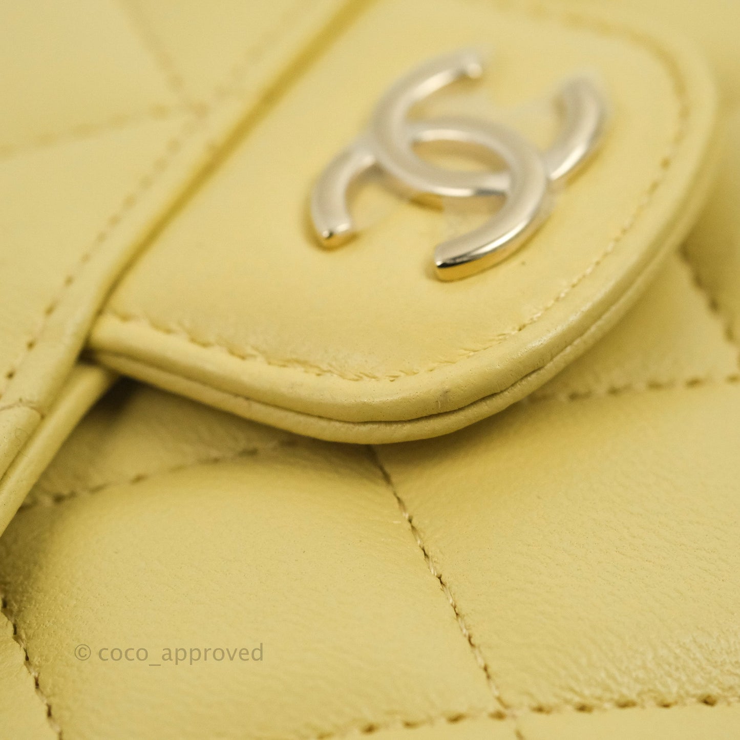 Chanel Mini Handle Clutch With Chain Yellow Lambskin Gold Hardware