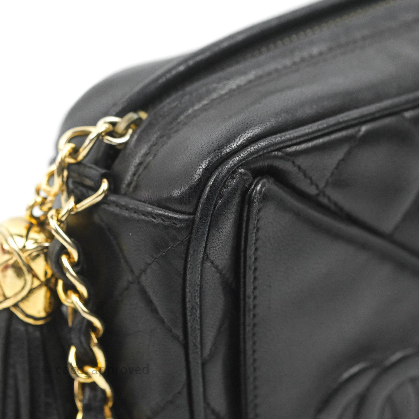 Chanel Vintage Small Camera Bag Black Lambskin Gold Hardware