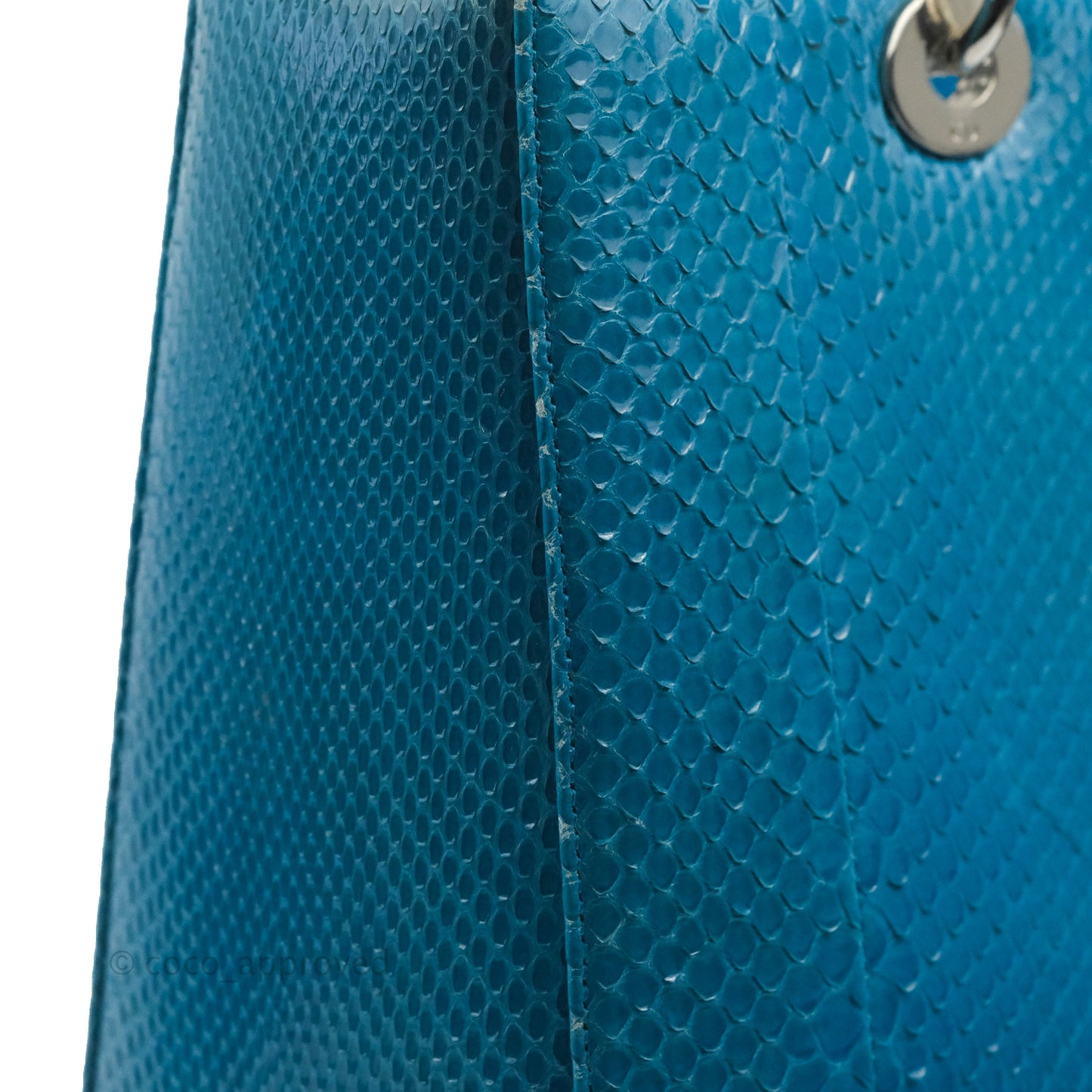 Christian Dior Large Lady Dior Python Blue Silver Hardware