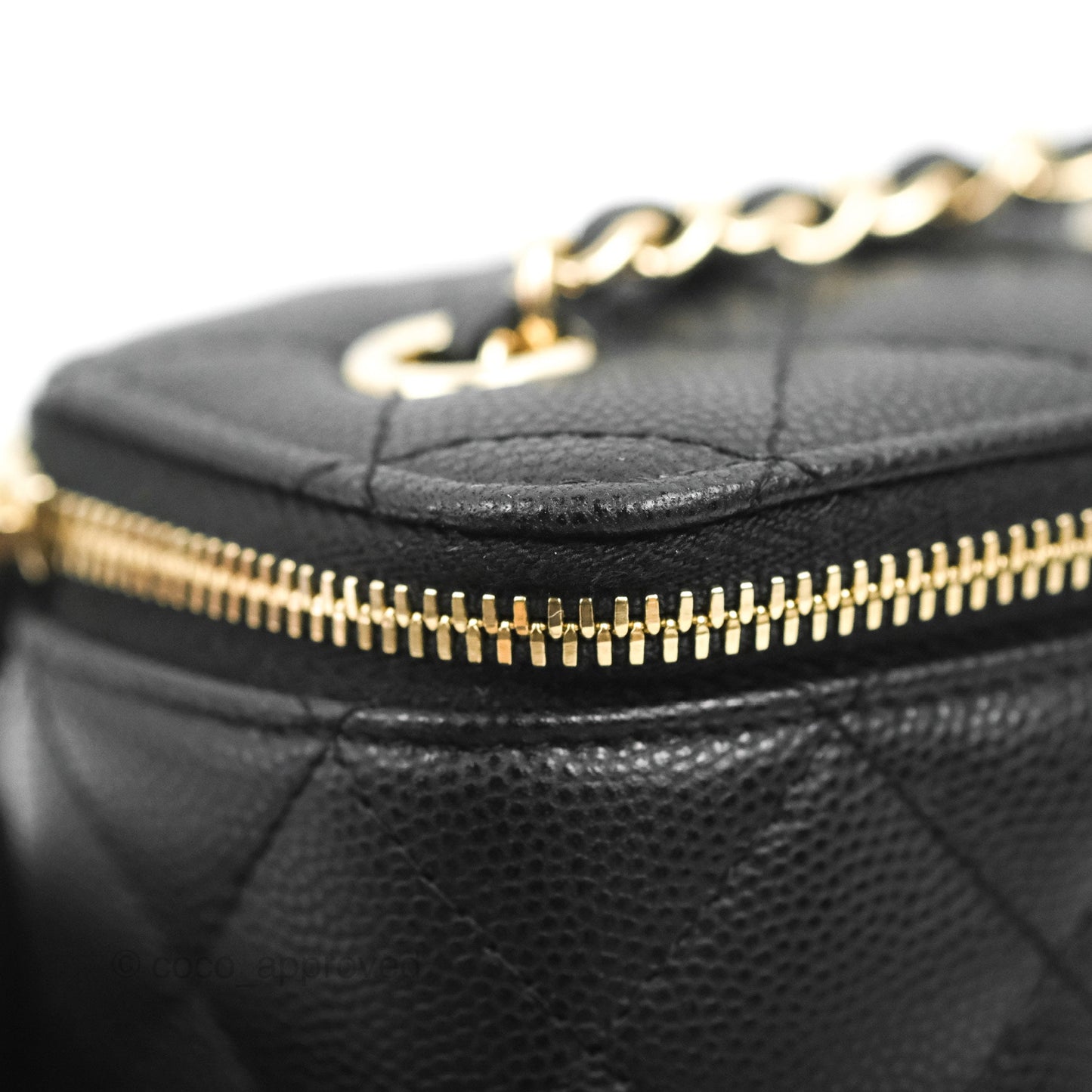 Chanel Mini Vanity With Chain Black Caviar Gold Hardware