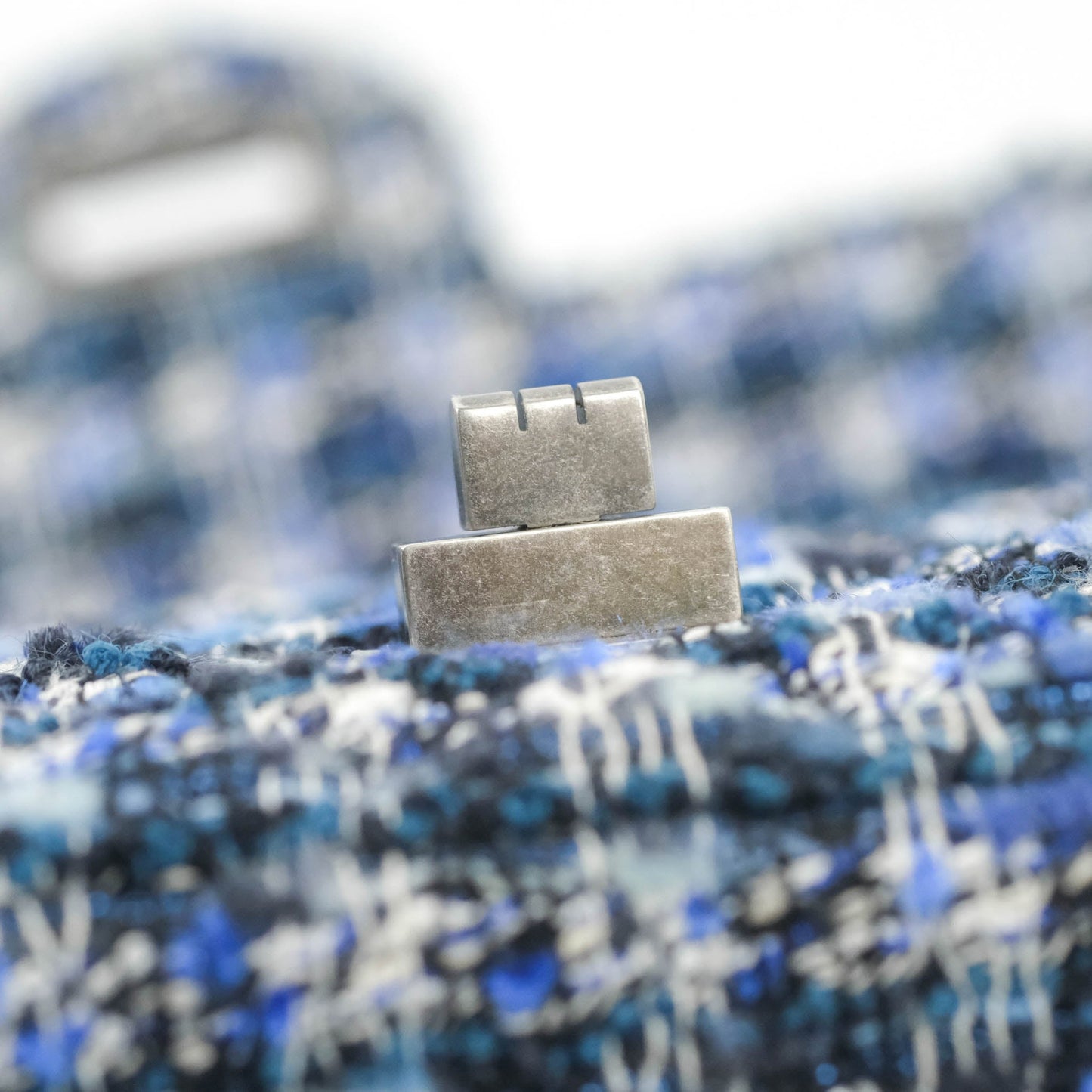 Chanel Mini Reissue 224 Blue Tweed Ruthenium Hardware