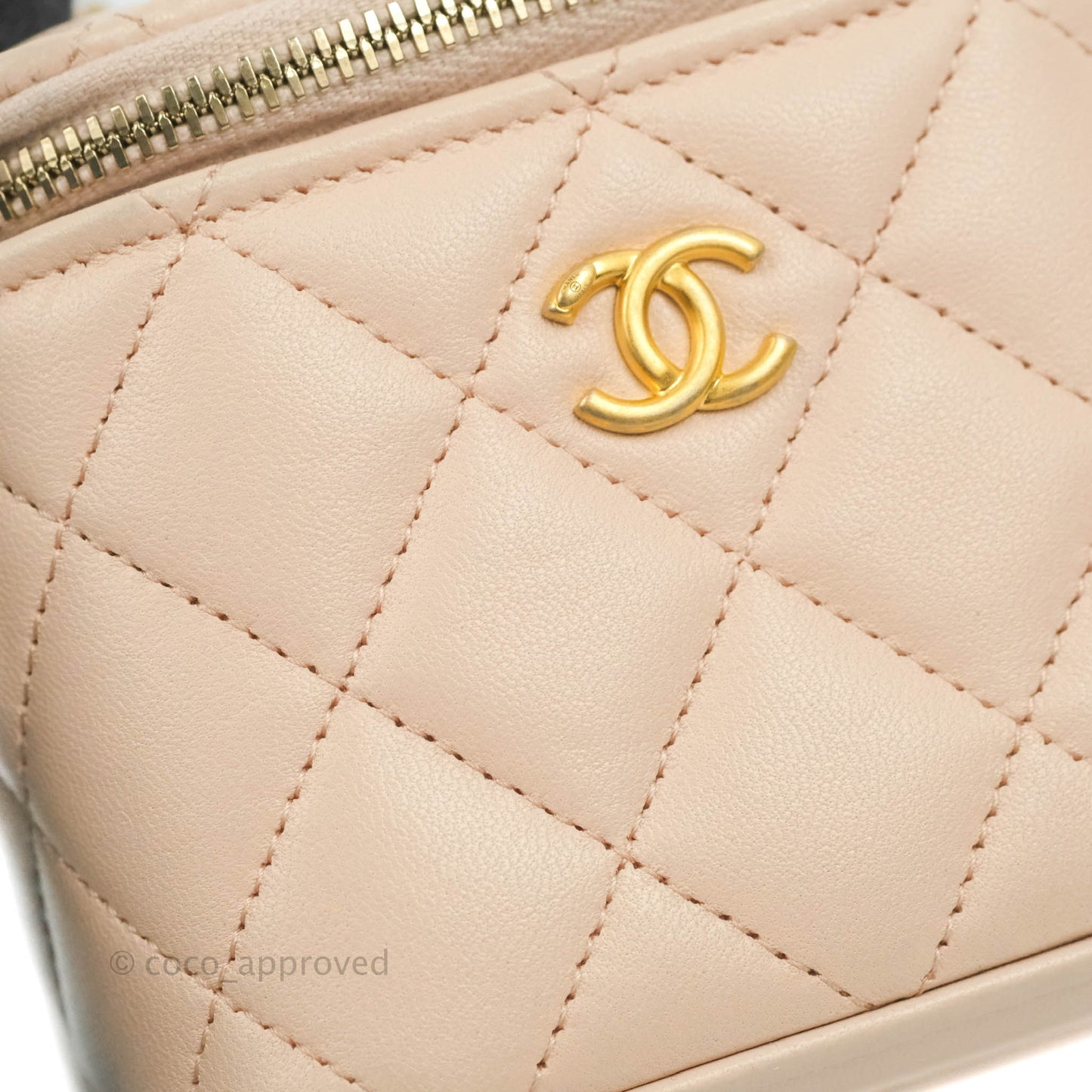 Chanel Classic Mini Pearl Crush Vanity With Chain Light Pink Lambskin Aged Gold Hardware
