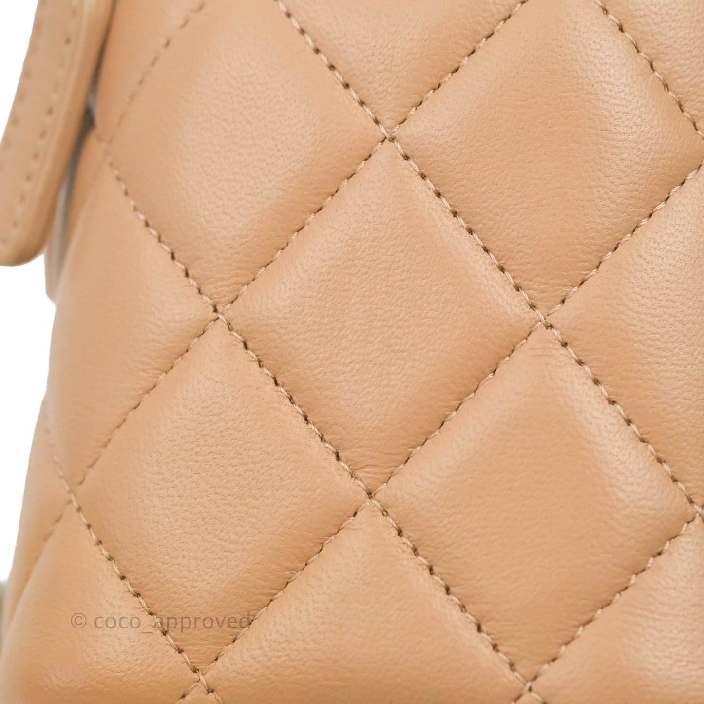 Chanel Vanity Rectangular Top Handle Beige Lambskin Aged Gold Hardware