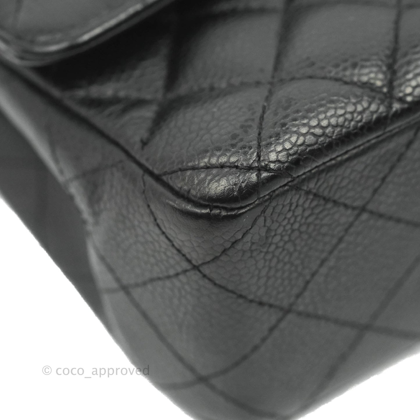 Chanel Vintage Classic M/L Medium Flap Quilted Black Caviar 24K Gold Hardware