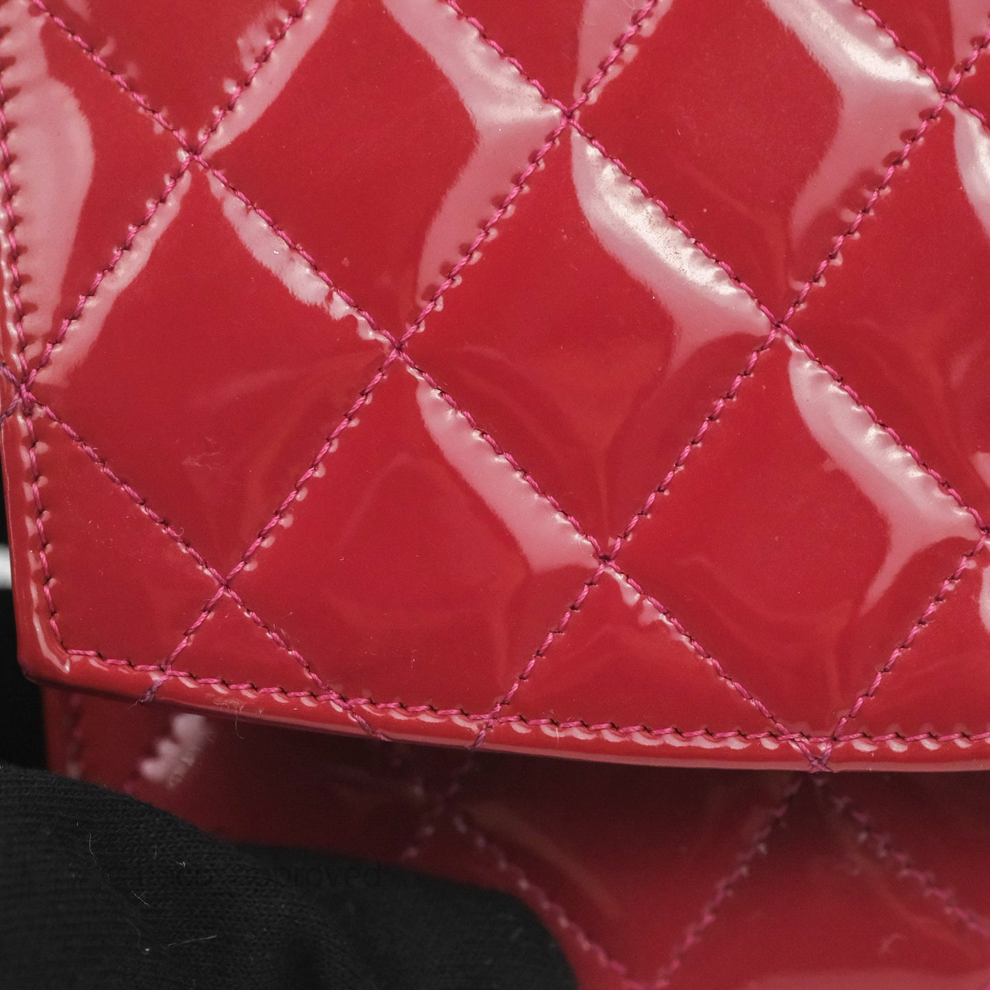Chanel Wallet on Chain WOC Quilted Red Patent Ruthenium Hardware