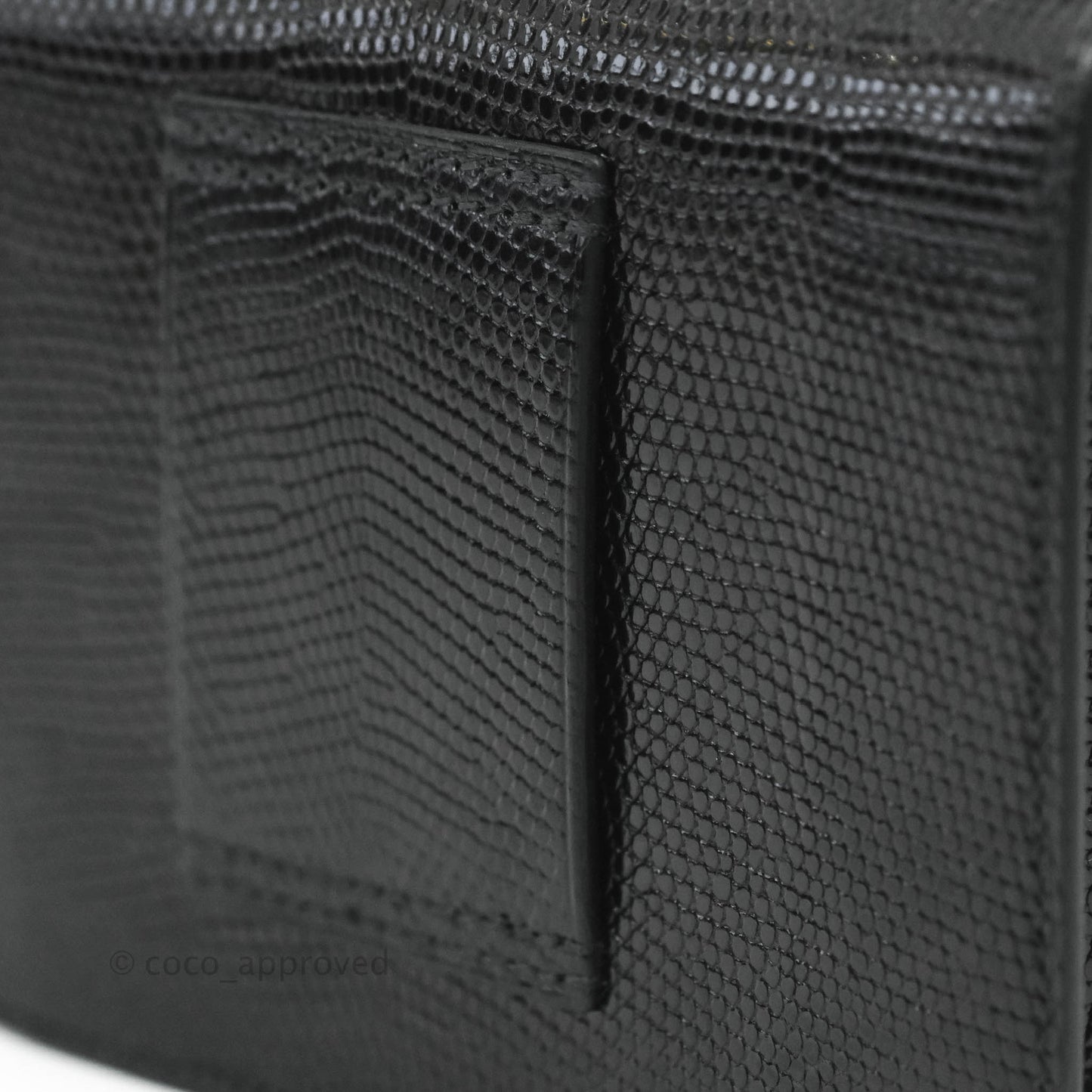 Hermès Constance Slim Wallet Black Lizard Leather Rose Gold Hardware