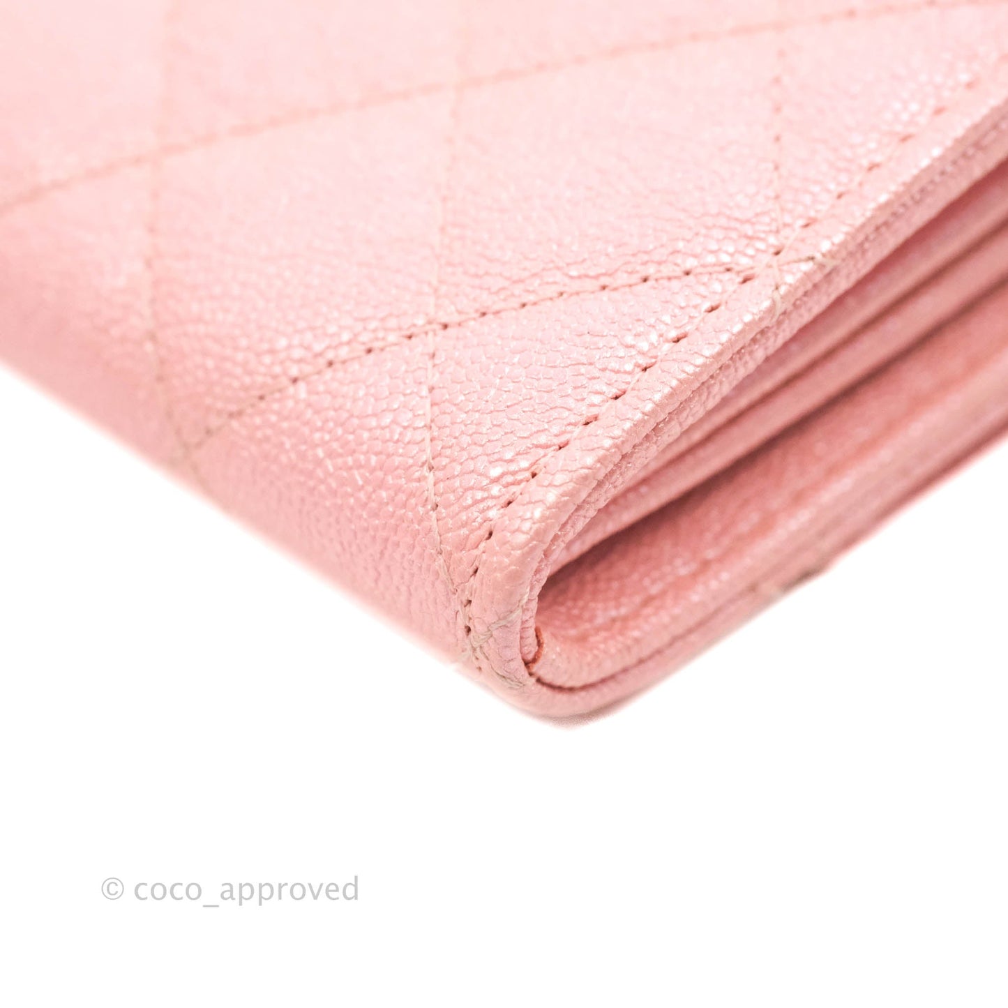 Chanel Mini Quilted Wallet On Chain WOC Caviar Iridescent Pink Gold Hardware 19S