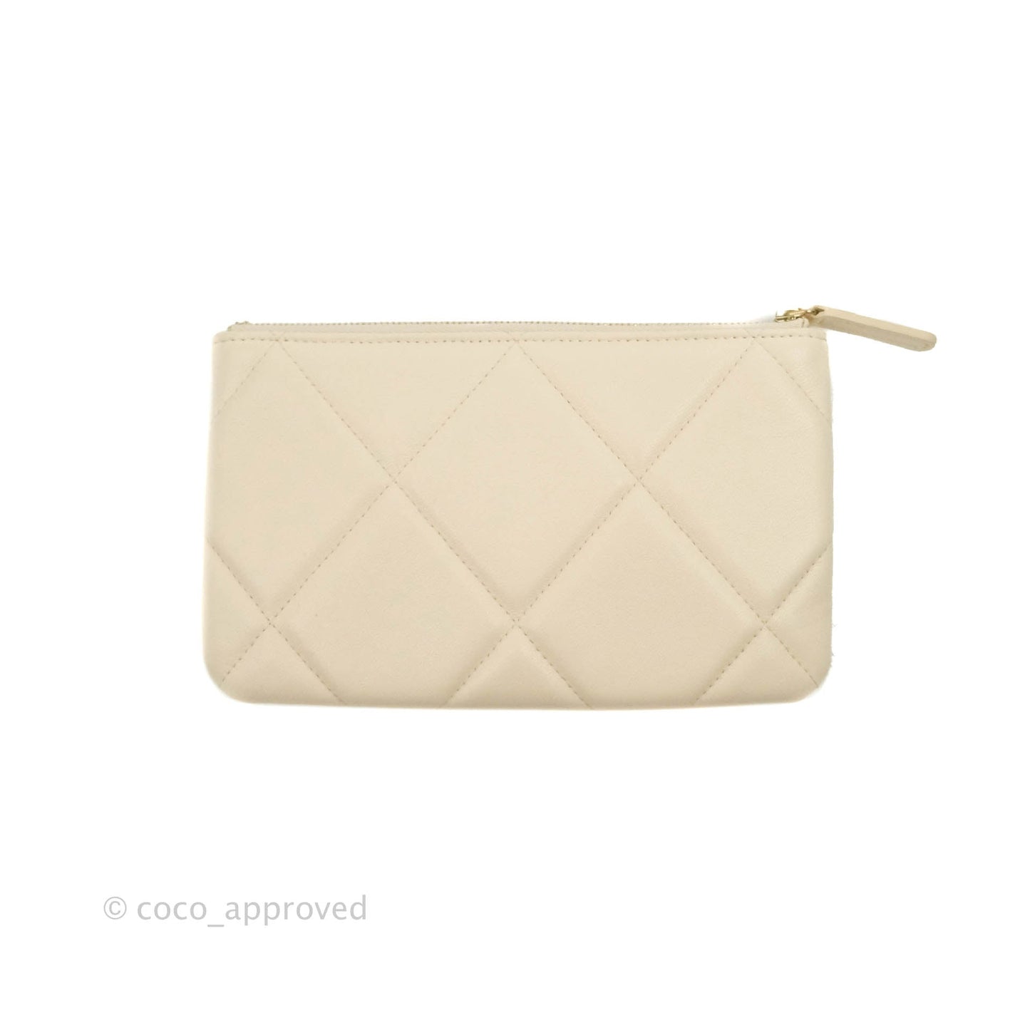Chanel 19 Small Pouch Beige Lambskin Gold Hardware