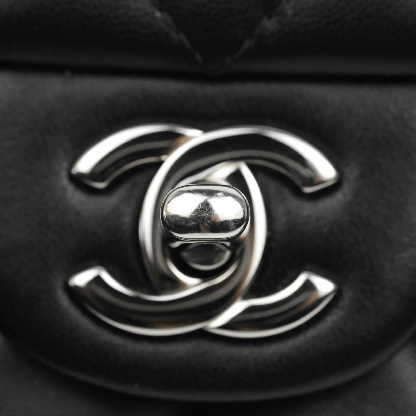 Chanel Quilted Mini Rectangular Flap Black Lambskin Silver Hardware