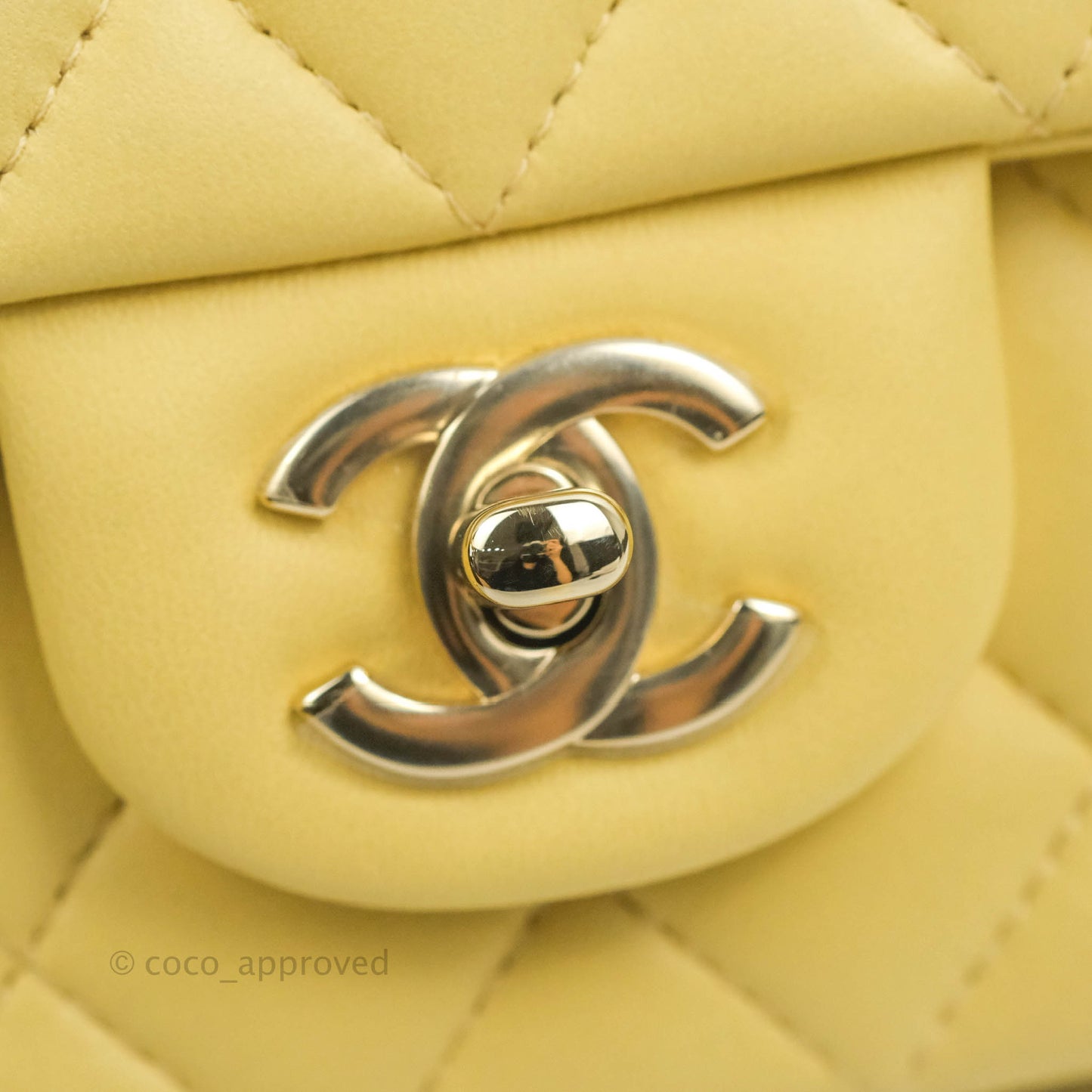 Chanel Top Handle Mini Rectangular Flap Bag Yellow Lambskin Gold Hardware