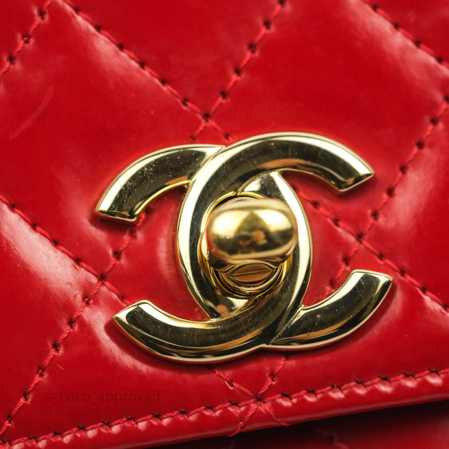 Chanel Flat Quilted Mini Flap Red Box Calfskin Gold Hardware