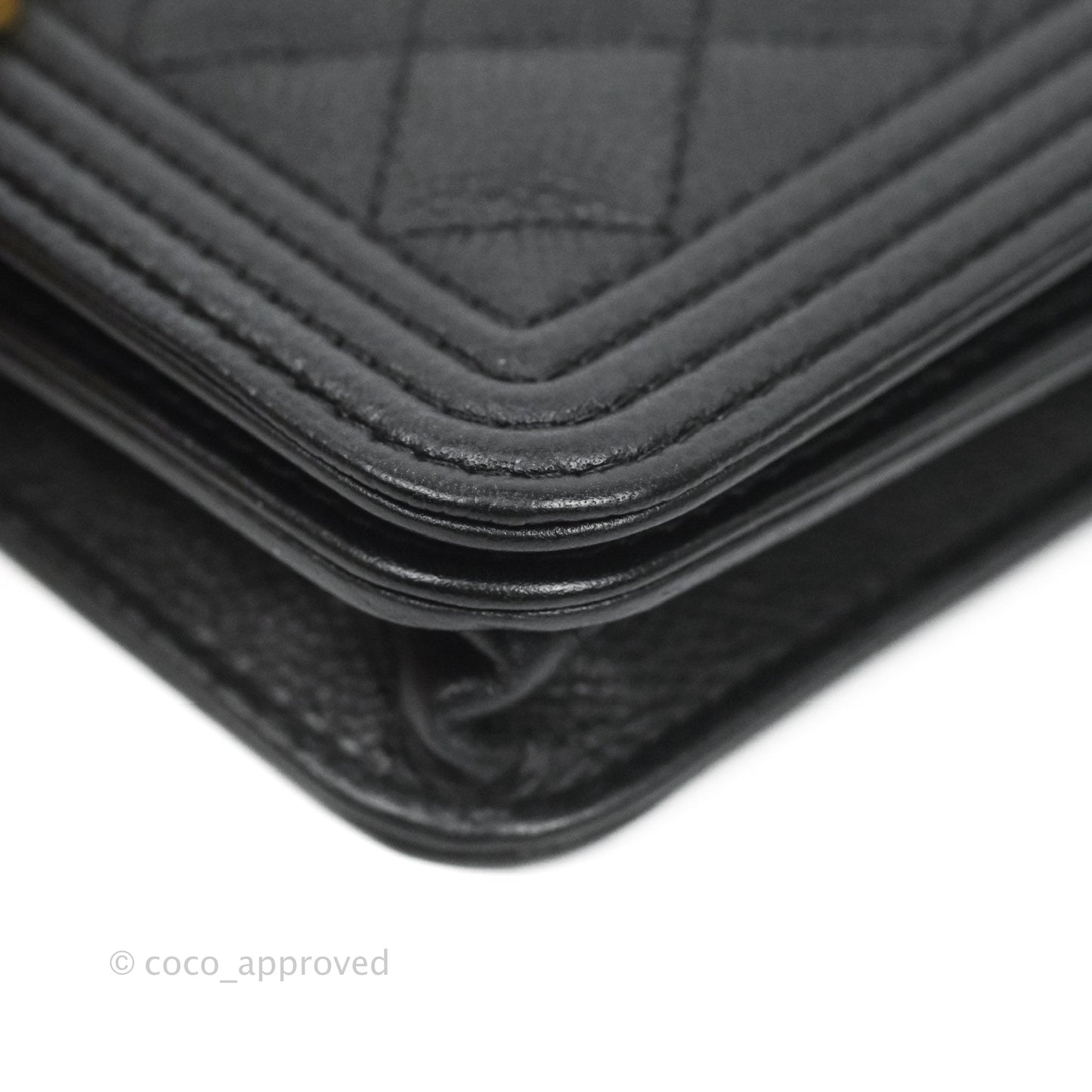 Chanel Mini Boy WOC Black Caviar Aged Gold Hardware