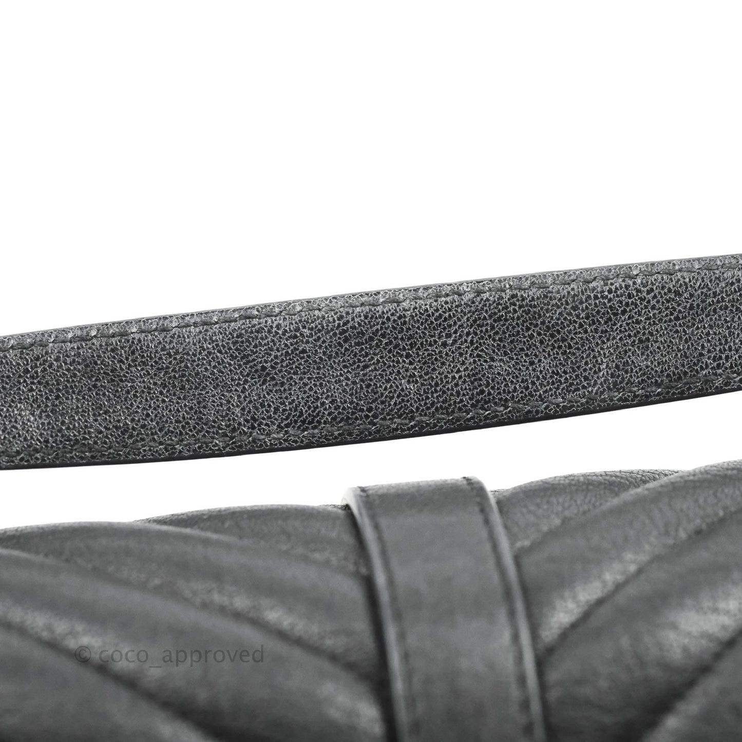 Saint Laurent Chevron Large College Black Chain Bag Ruthenium Hardware