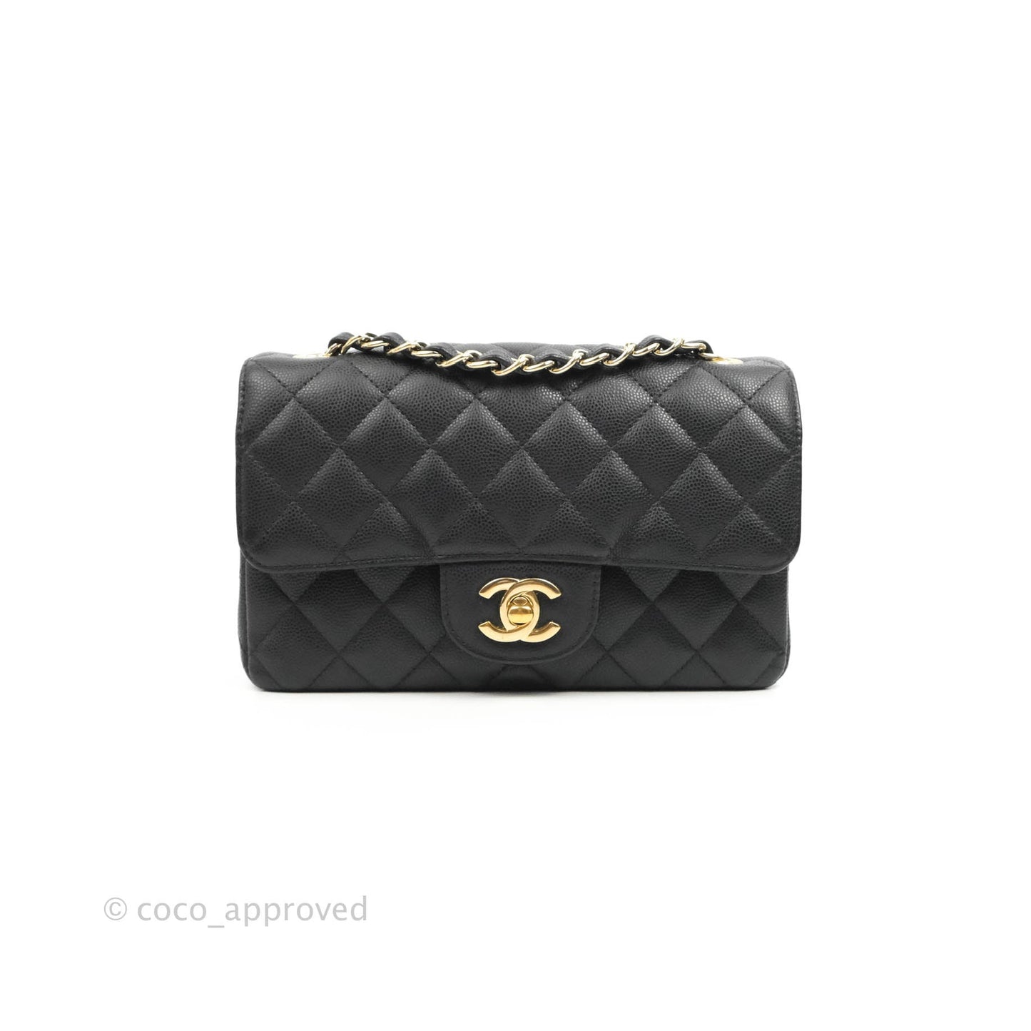 Chanel Classic Mini Rectangular Flap Black Caviar Gold Hardware 17C