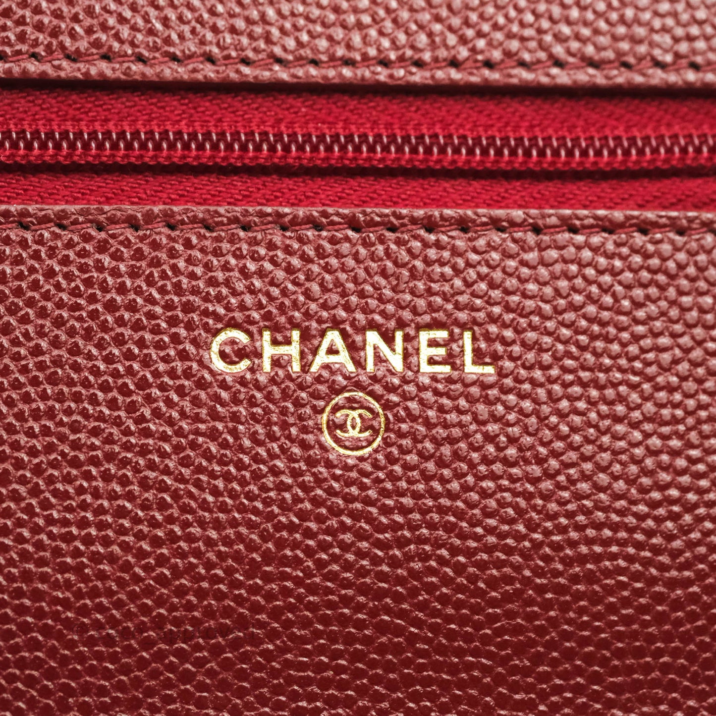 Chanel Quilted Wallet on Chain WOC Burgundy Caviar Gold Hardware