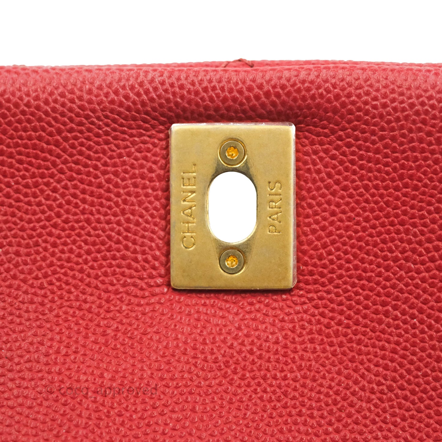 Chanel Small Quilted Coco Handle Red Caviar Gold Hardware