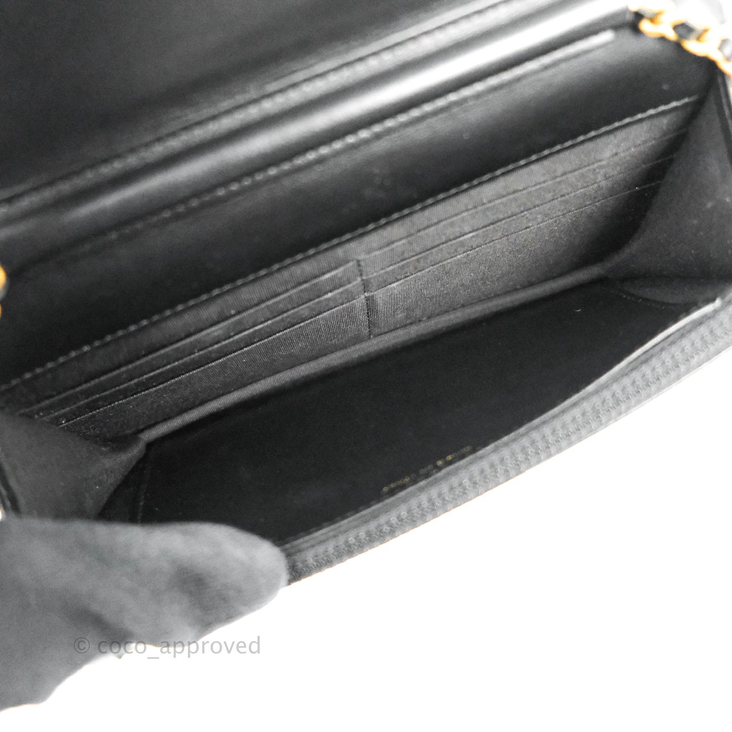 Chanel Filigree Wallet on Chain WOC Black Caviar Gold Hardware
