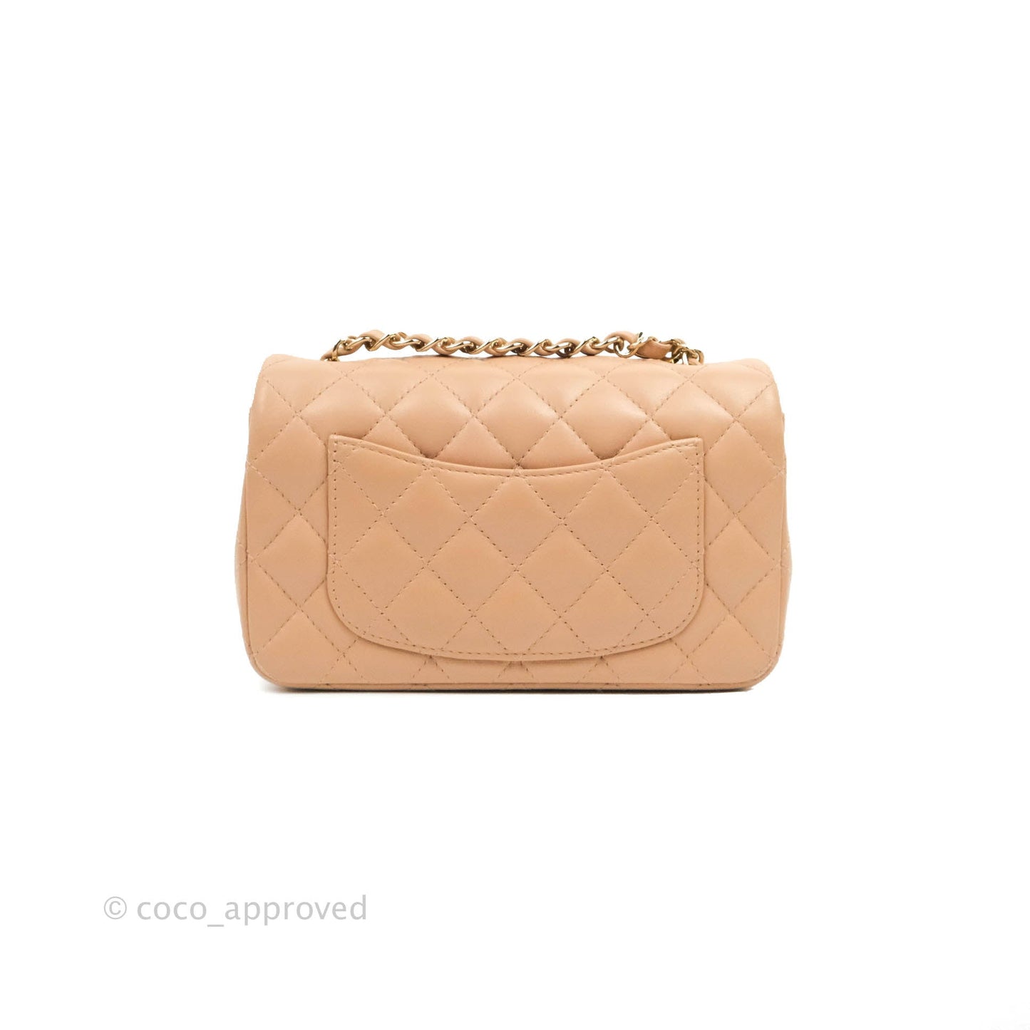 Chanel Mini Rectangular Flap Quilted Beige Lambskin Gold Hardware 21A