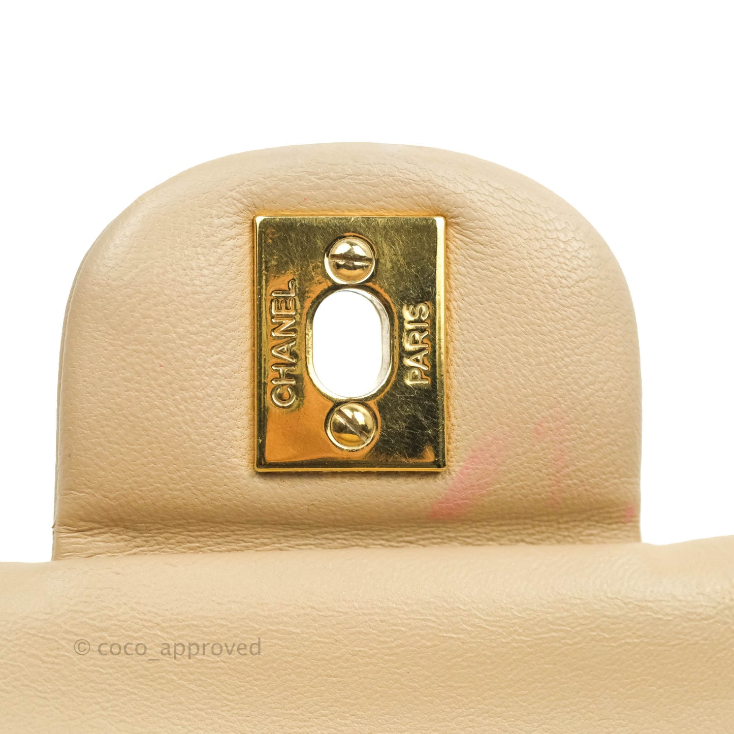 Chanel Classic Medium Flap Quilted Beige Lambskin Gold Hardware