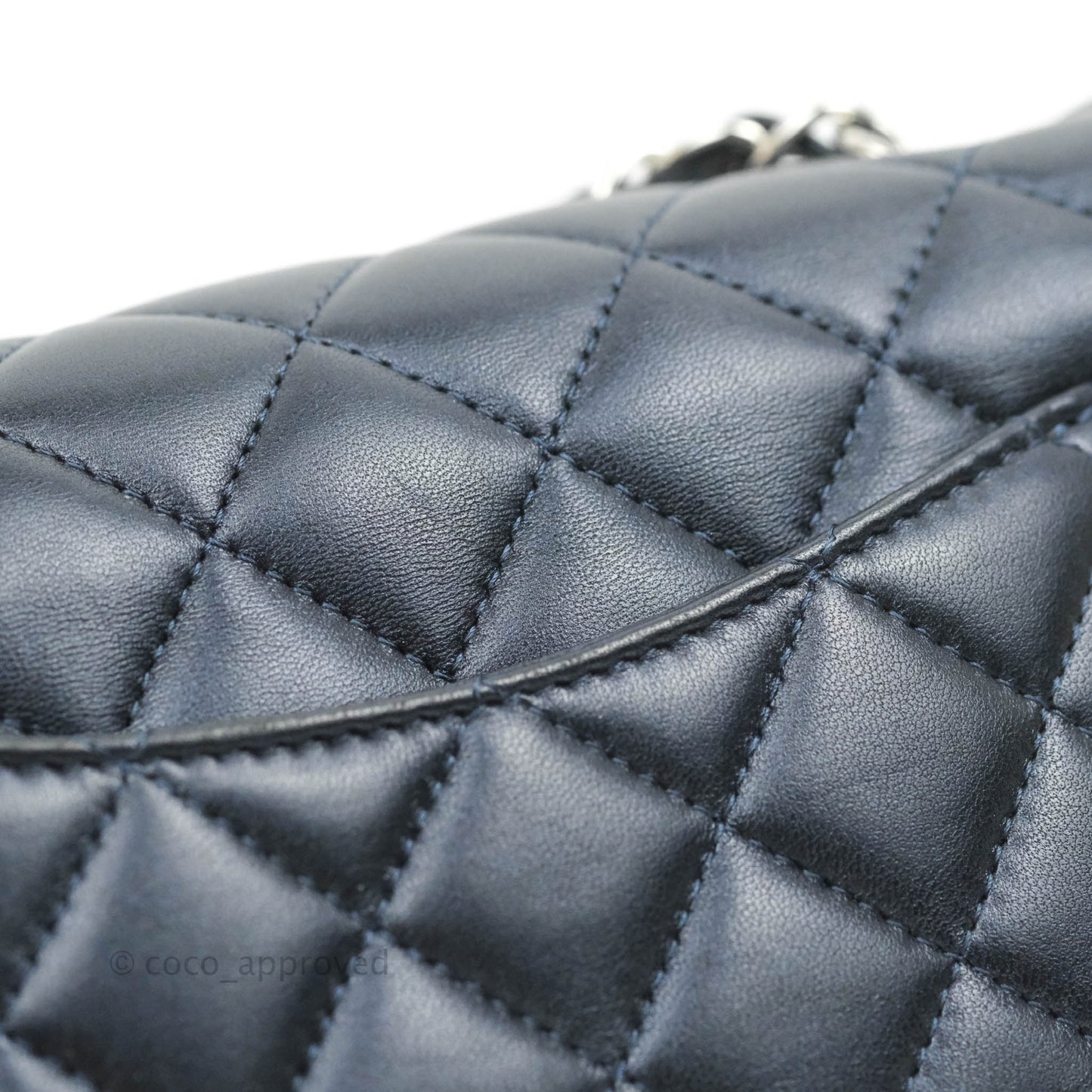 Chanel Quilted Mini Rectangular Lambskin Dark Navy Silver Hardware