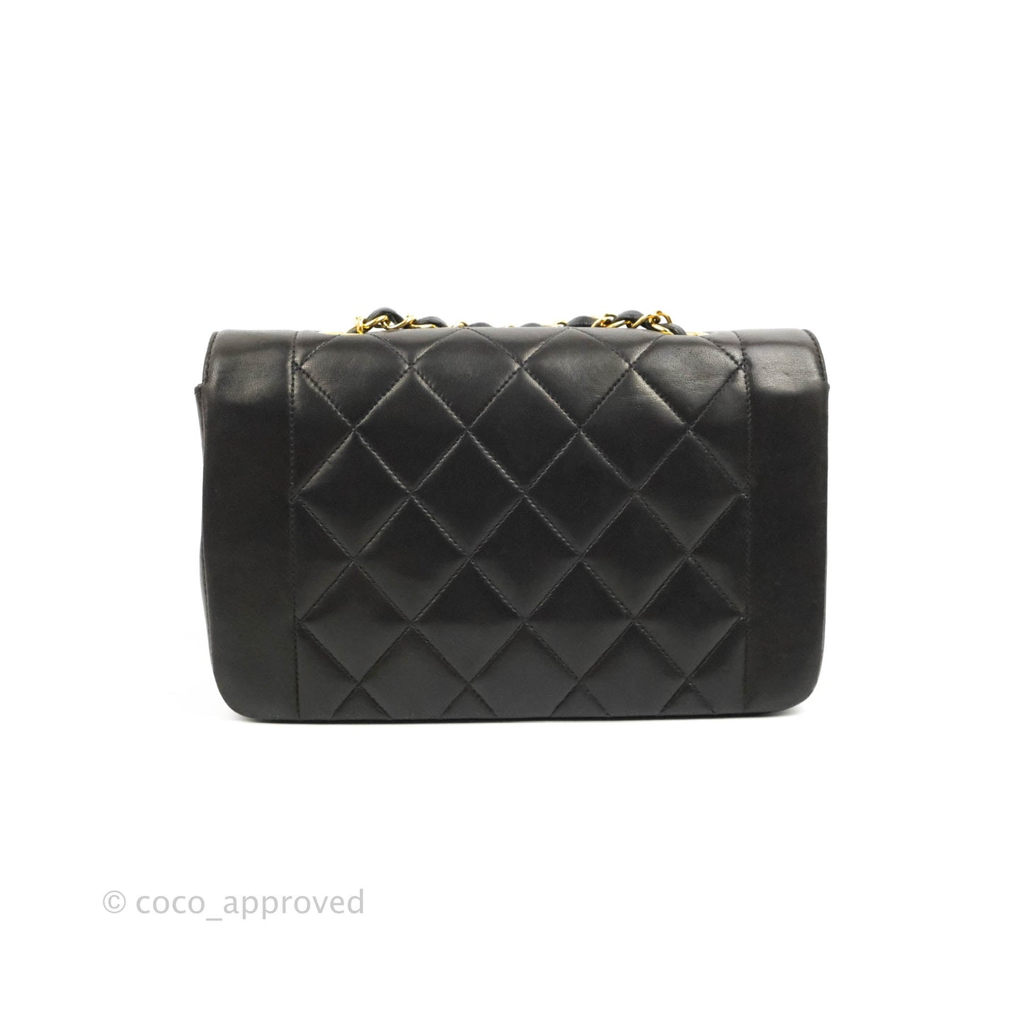 Chanel Vintage Small Quilted Classic Diana Flap Bag Black Lambskin 24K Gold Hardware