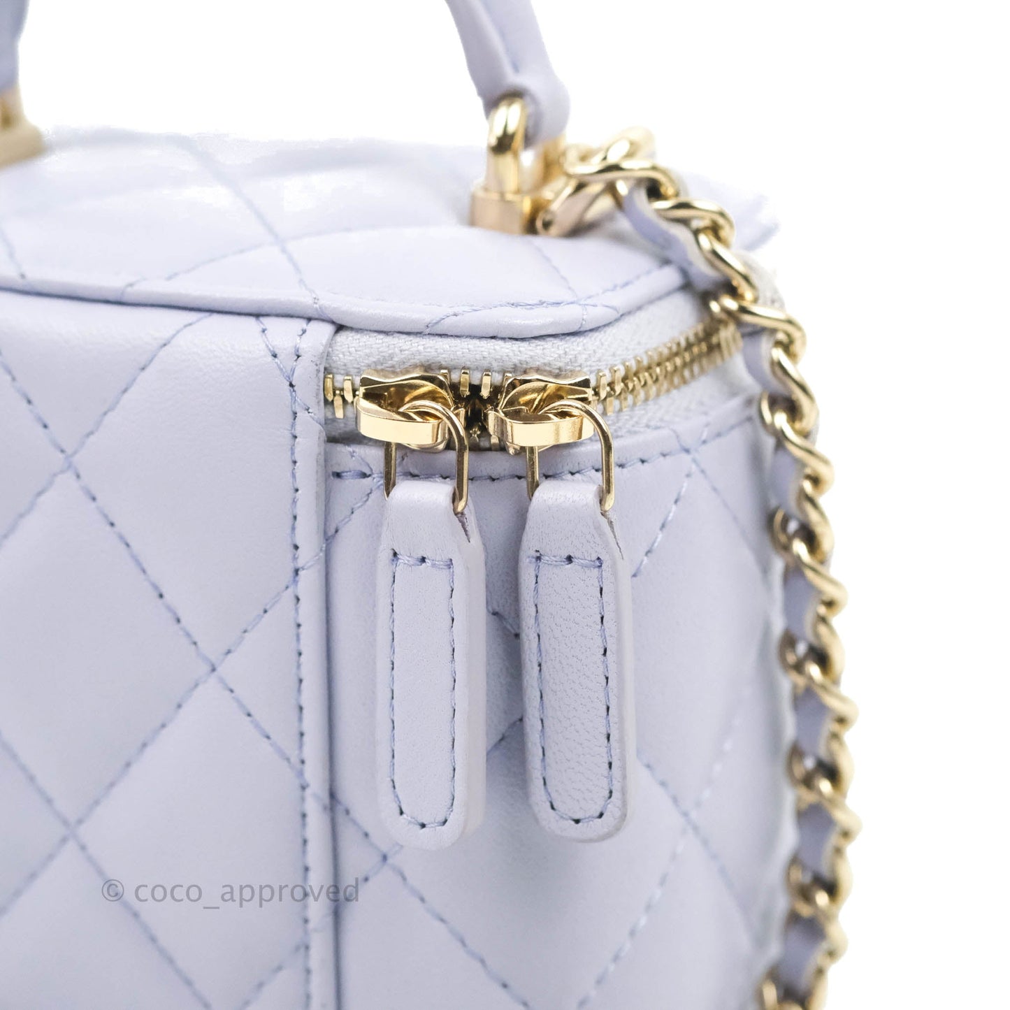 Chanel Mini Top Handle Vanity With Chain Lilac Lambskin Gold Hardware