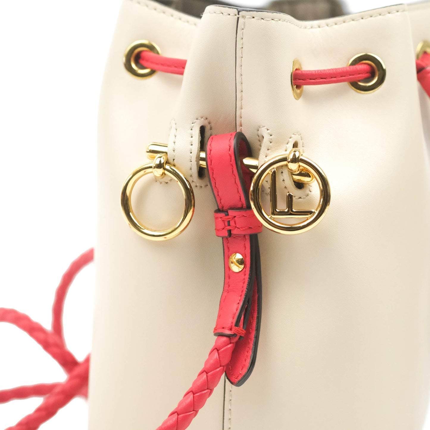 Fendi Calfskin Whipstitch F is Fendi Mini Mon Tresor Bucket Bag Camelia Fiamma