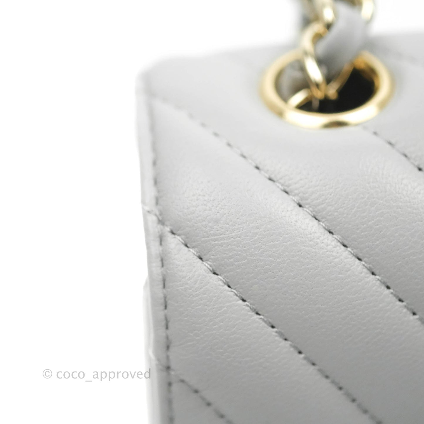 Chanel Chevron Mini Rectangular Flap Grey Lambskin Gold Hardware 20S