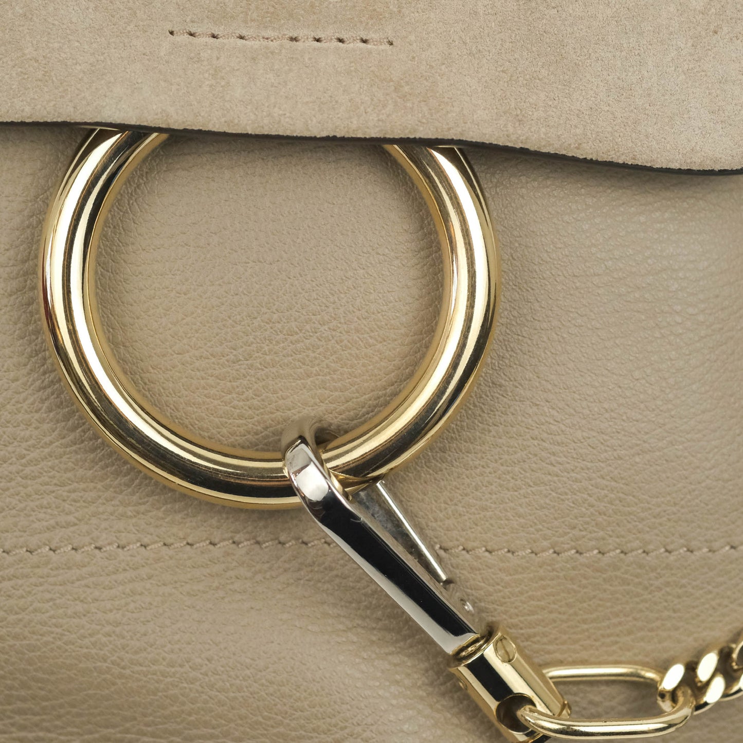 Chloe Small Faye Backpack Suede Calfskin Motty Grey Gold Hardware
