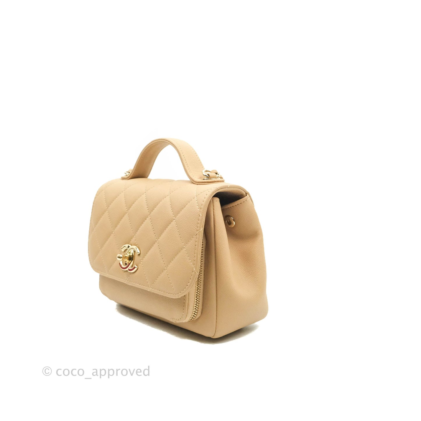 Chanel Quilted Small Business Affinity Flap Dark Beige Caviar Light Gold Hardware