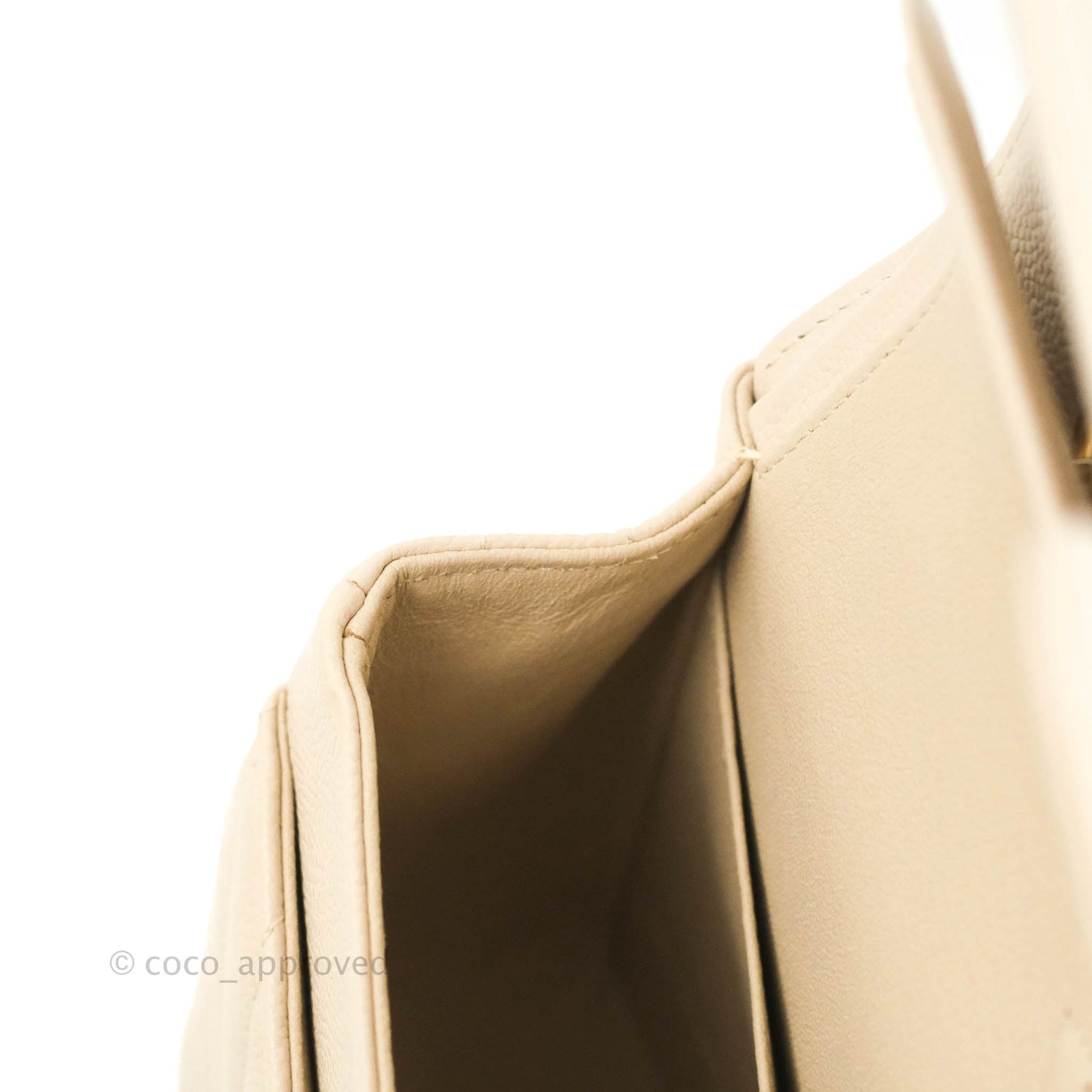 Chanel Classic M/L Medium Double Flap Chevron Ivory Caviar Gold Hardware