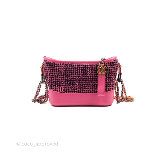 Chanel Small Gabrielle Hobo Pink/Black Tweed Mixed Hardware