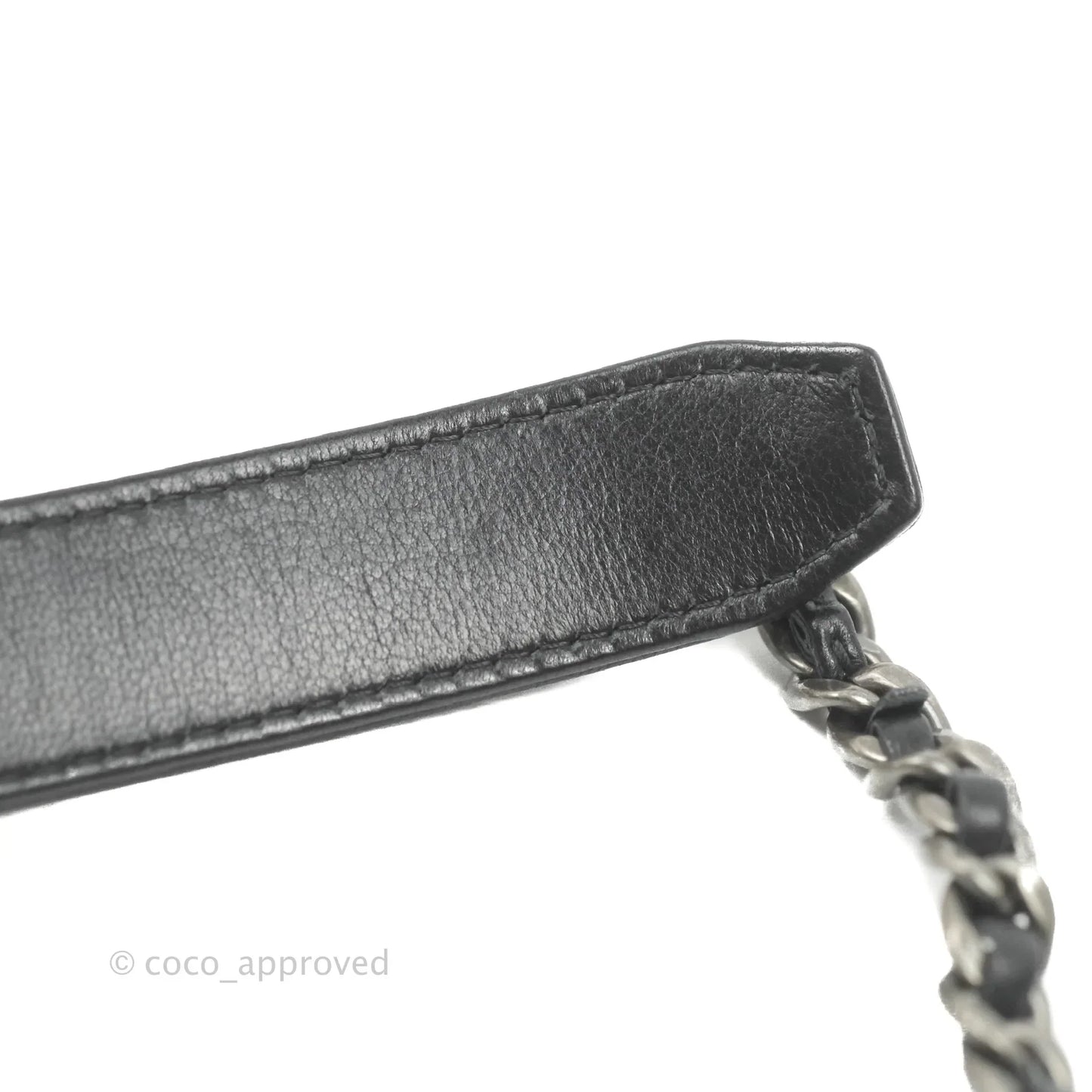 Chanel 19 Card Holder With Chain Black Mixed Hardware