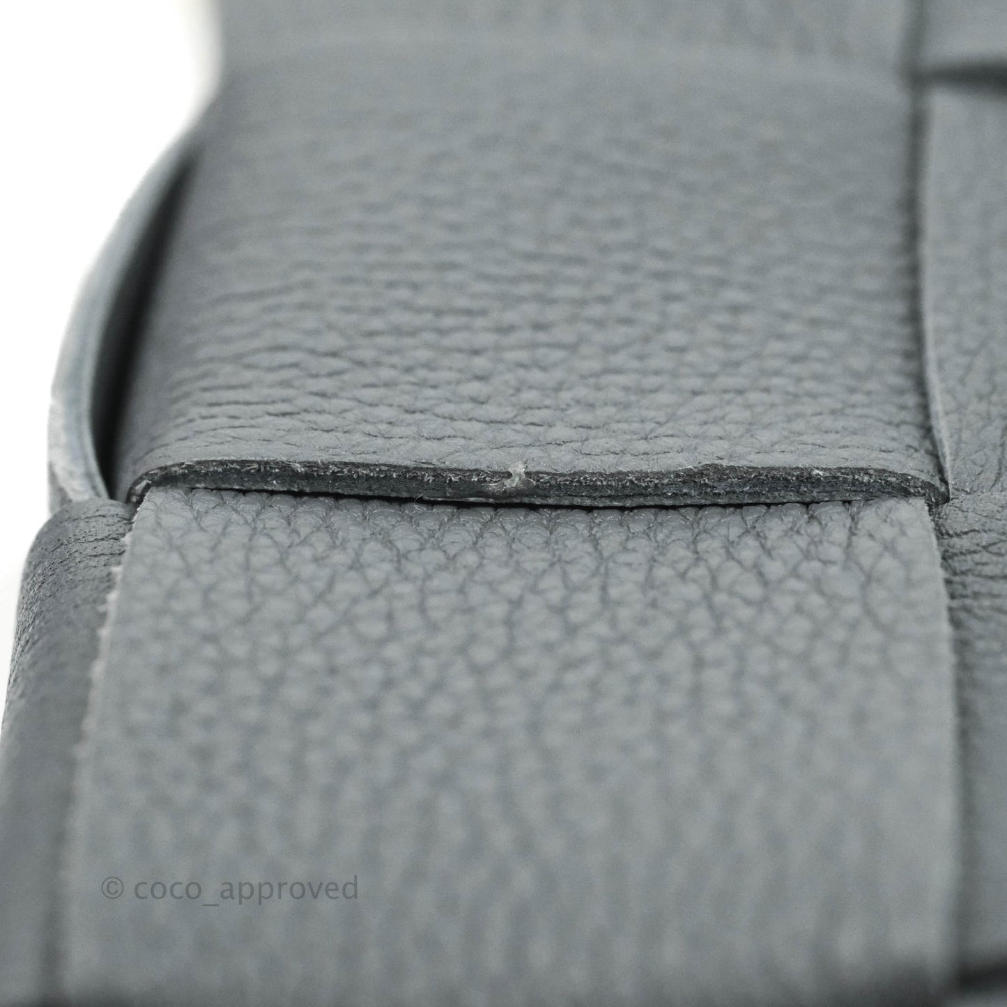 Bottega Veneta Cassette Shoulder Bag Intreccio Thunder Grey Grained Calfskin Gold Hardware