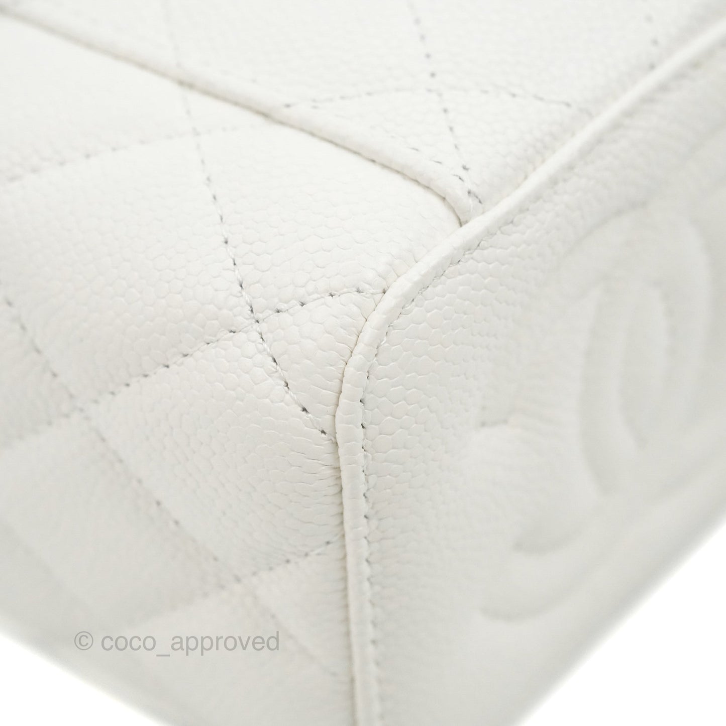 Chanel Quilted Heart Crush Mini Vanity With Chain White Caviar Aged Gold Hardware
