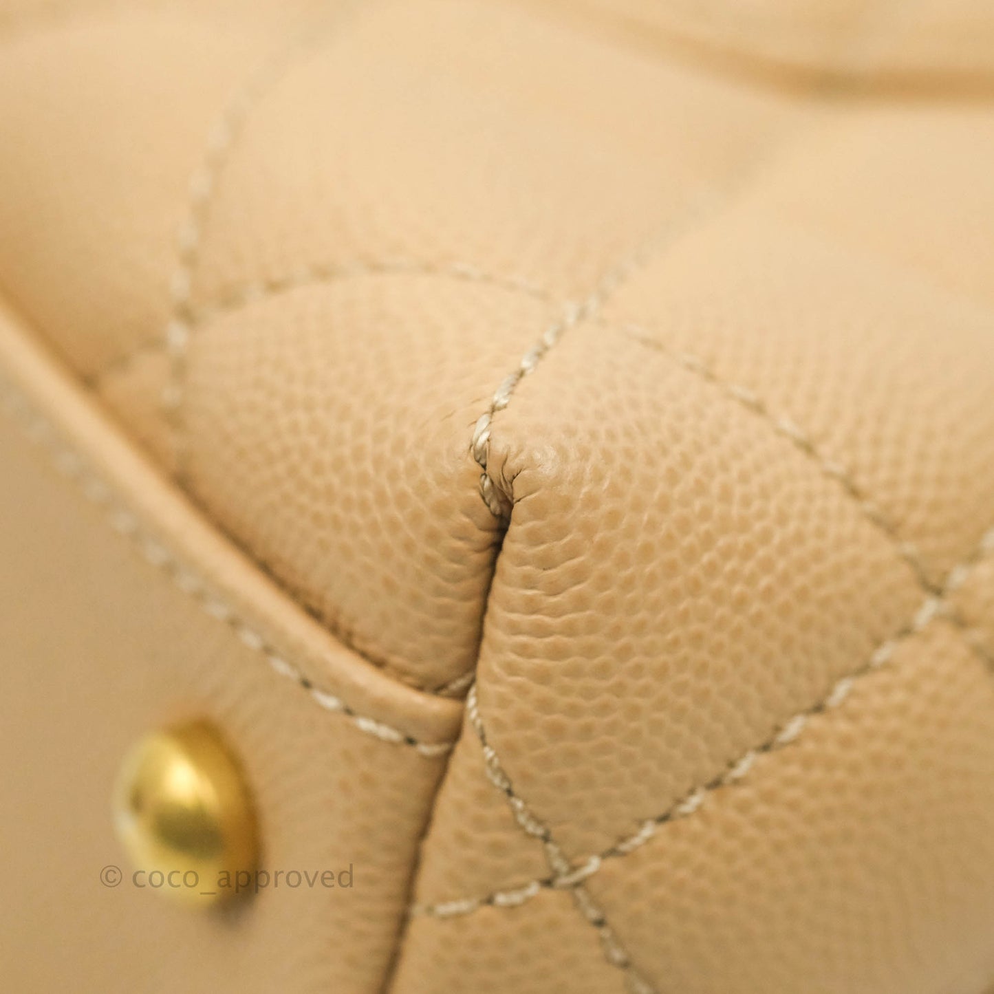 Chanel Small Coco Handle Quilted Beige Caviar Gold Hardware Lizard Embossed Handle