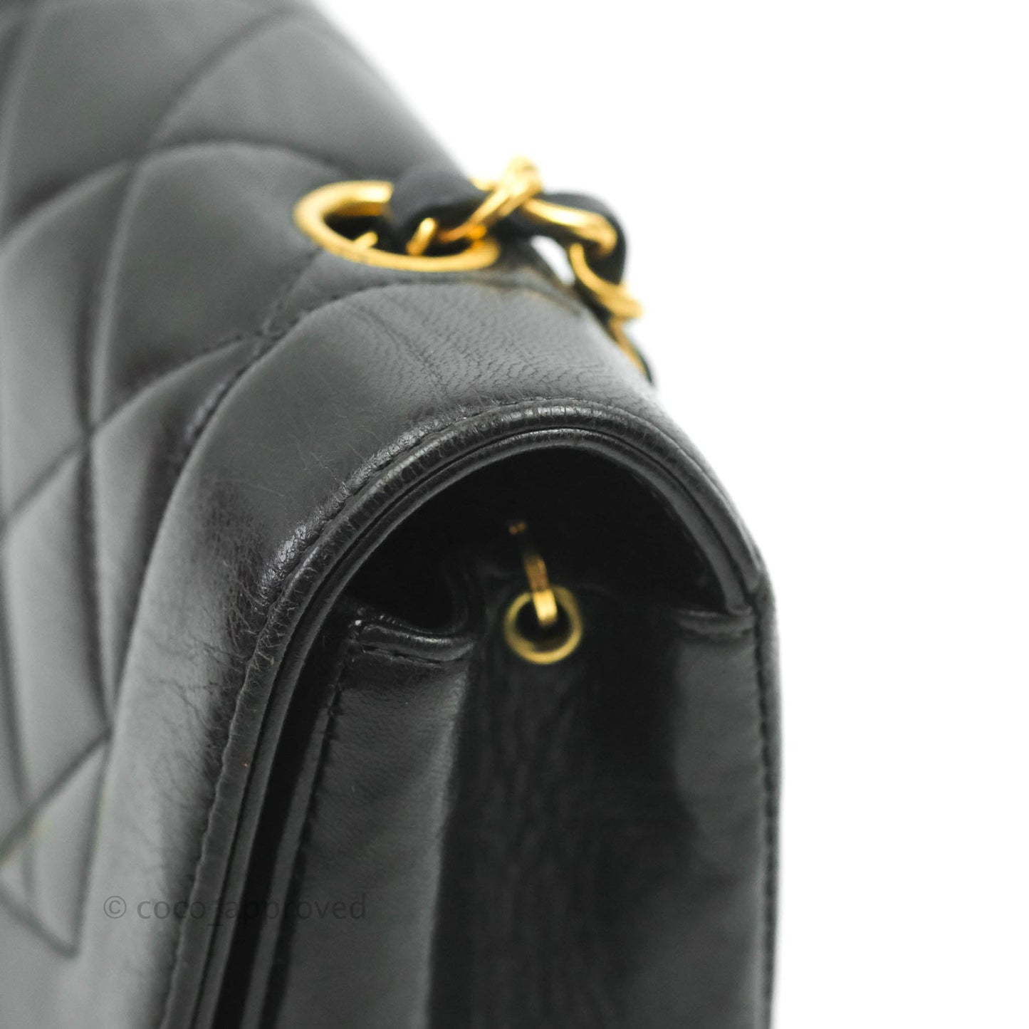 Chanel Black Quilted Lambskin Small Vintage Classic Diana Flap 24K Gold Hardware