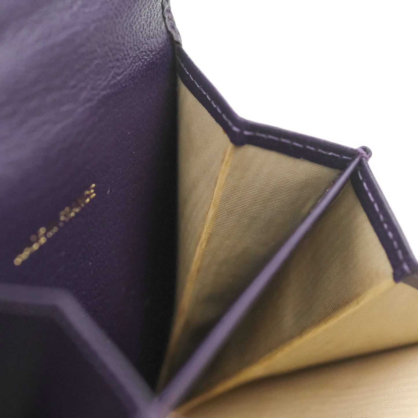 Chanel Vintage CC Tri-fold Short Wallet Purple Gold Hardware