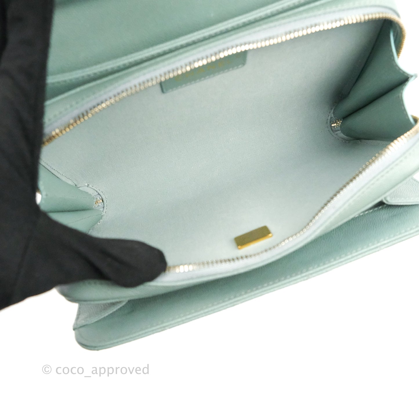 Chanel Quilted Like The Wallet Flap Blue-Greyish Caviar Gold Hardware