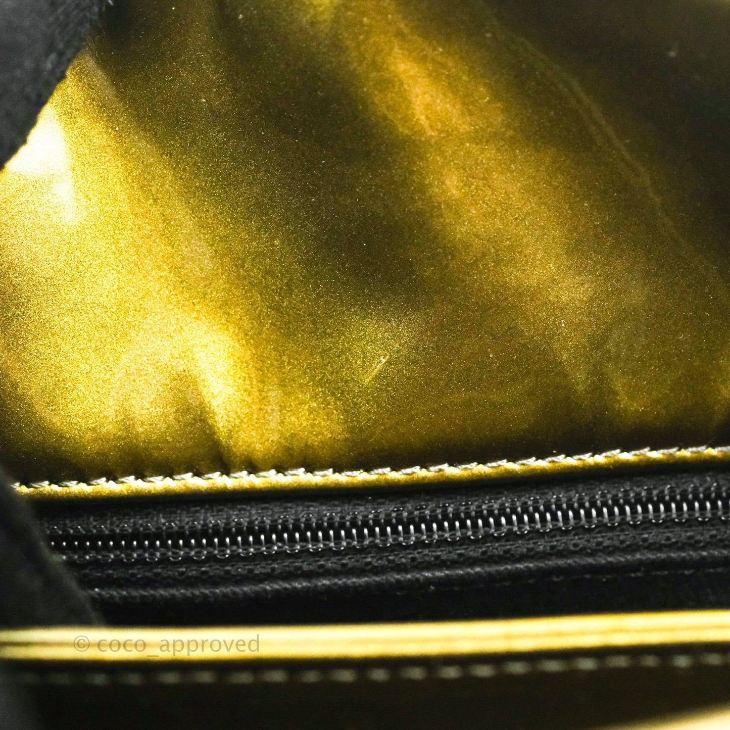 Chanel Small Mademoiselle Bowling Gradient Gold Patent Ruthenium Hardware